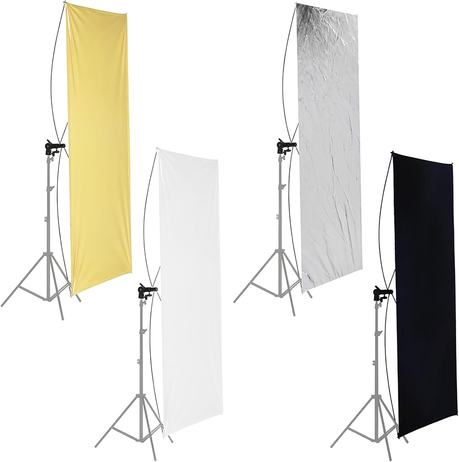 Neewer 35" X 70"/ 90 X 180Cm Photo Studio Gold/Silver & Black/White Flat Panel Light Reflector with 360 Degree Rotating Holding Bracket and Carrying Bag image number 4