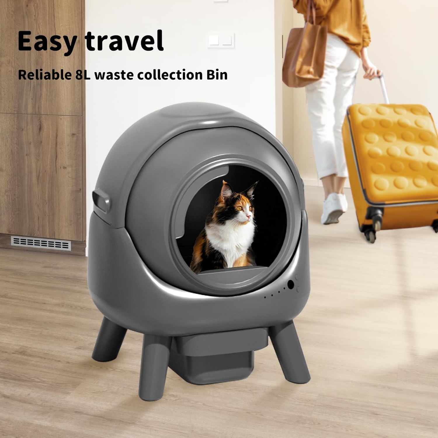 Pawz Self Cleaning Litter Box, Smart Automatic Cat Litter Box for Cats 1-8Kg, with APP Control, Odor Removal Safety Protection for Multiple Cats, Includes 1 Roll of Garbage Bags and Mat image number 6