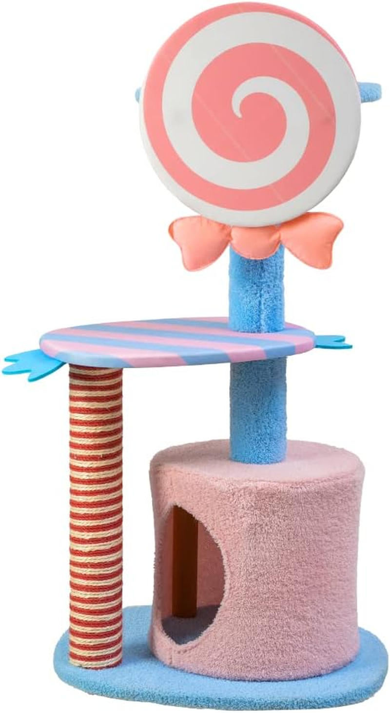 Furbulous 96CM Attractive Cat Tree Tower Scratching Post with Luxury Condo - Candy image number 3