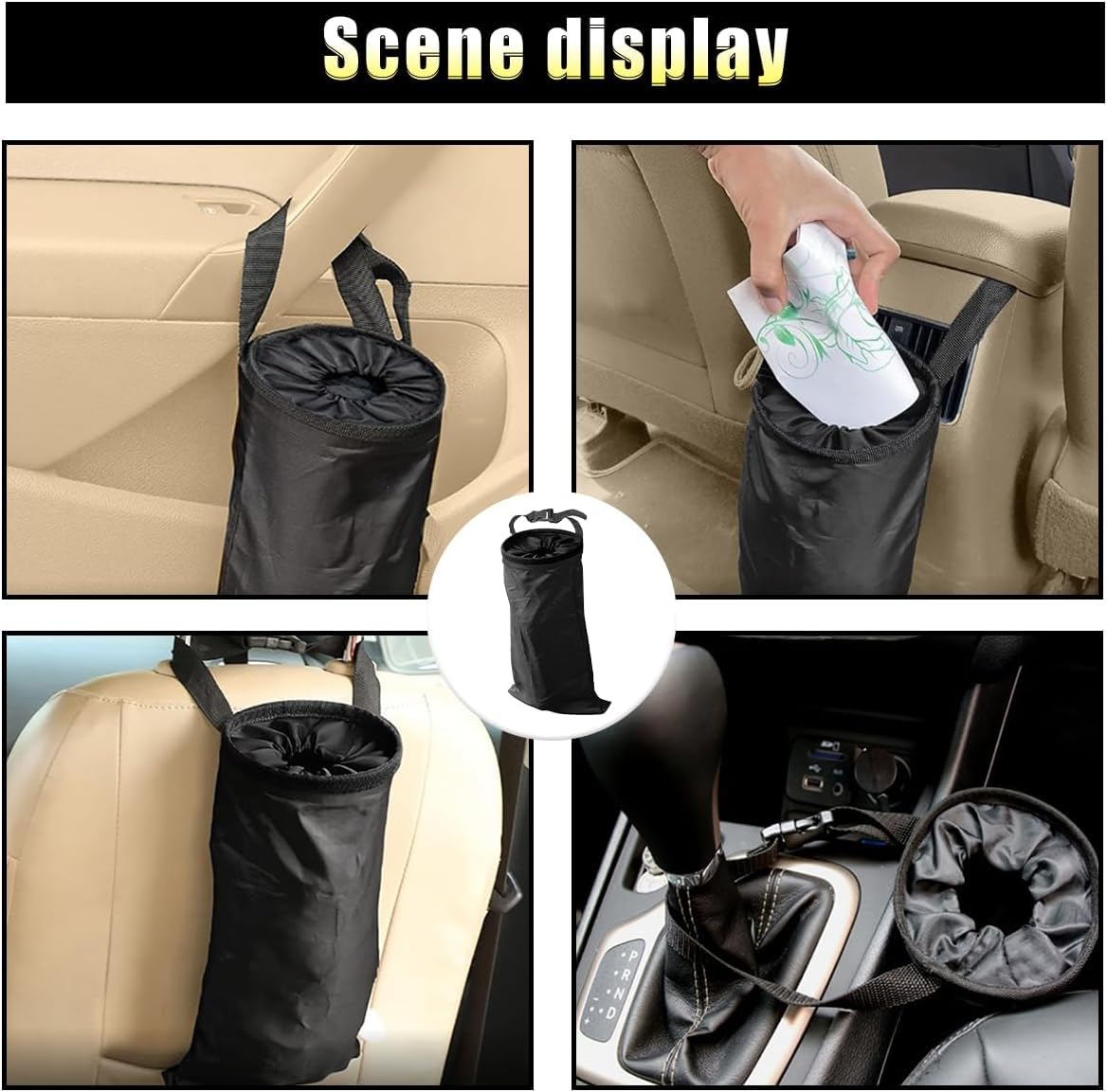 Seat Back Trash Bag with Elastic Opening,2Pcs Car Garbage Bag Detachable Trash Can,Car Seat Back Car Trash Bag Hanging Garbage Can,Car Trash Can Hanging Seat Back Garbages Bags with Elastic Opening image number 3