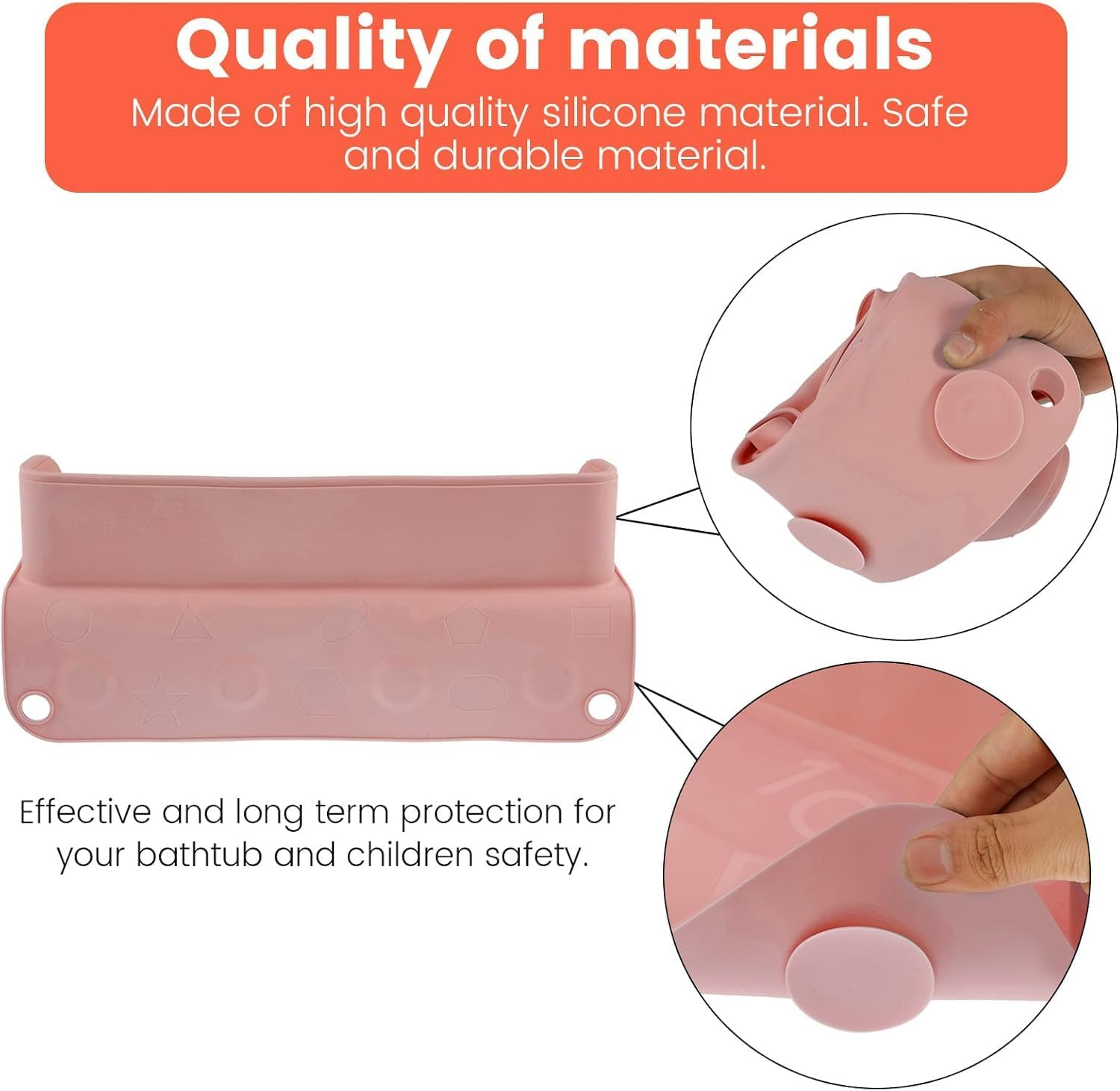 Limcryspp Bathtub Splash Guard, Silicone Children'S Bathtub Rack and Baby Bath Toys, Bathtub Water Protection Rack, Suitable for Young Children and Babies in (Pink) image number 3