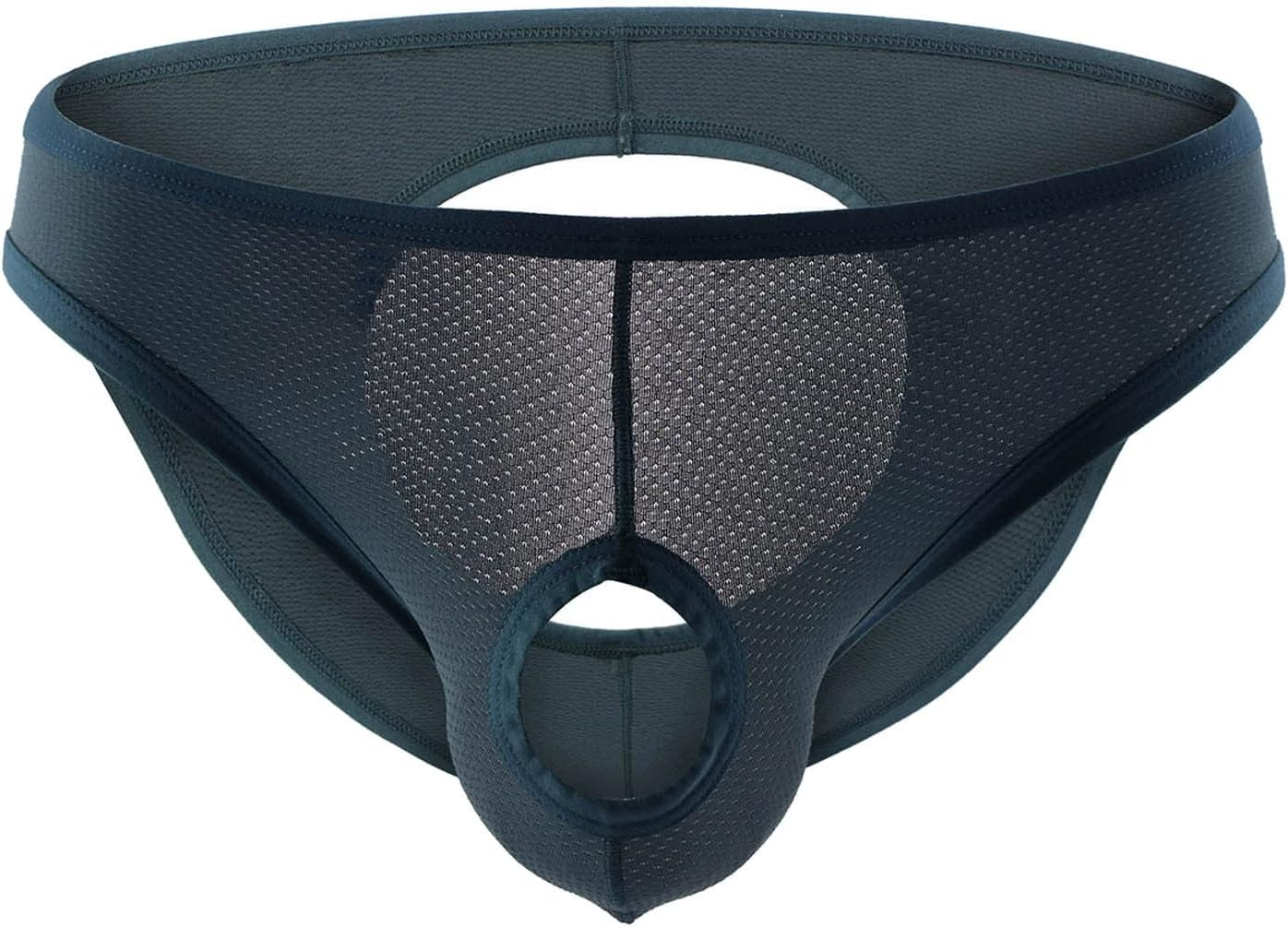 Mens Soft Undies and Back Hollowed Out Buttock Exposing Design Briefs Silky Sexy Mesh Breathable Briefs Men Underwear Medium (Sky Blue-H, L) image number 1