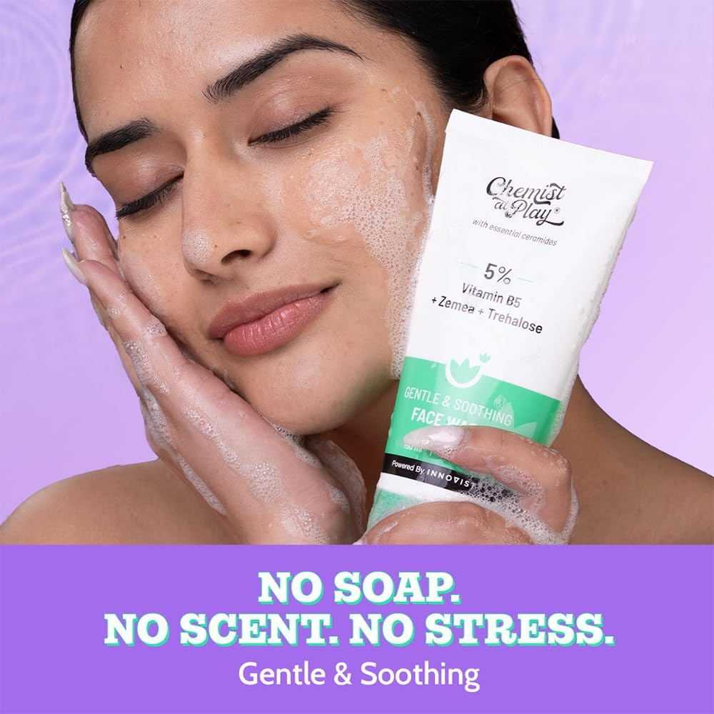 Chemist at Play Gentle & Soothing Facewash | 100% Soap & Fragrance-Free| Cleanses, Soothes, Refreshes & Hydrates| Strengthens Skin Barrier | 150Ml image number 3