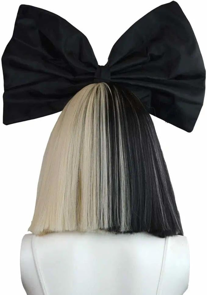 CRFY SIA Style Costume Wig Hair Accessory Black Bow Headband for Women Girl Cosplay image number 3