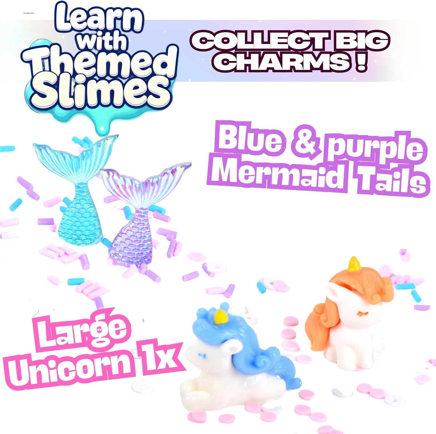 Toysbutty Butter Slime Kit, Microworld 2 Pack Clear & Fluffy Slime for Kids, Unicorn Mermaid Theme Party Favors with 6 Slime Add Ins, Unicorn Kids Toy Birthday Gifts for Girls Age 8-12 image number 5