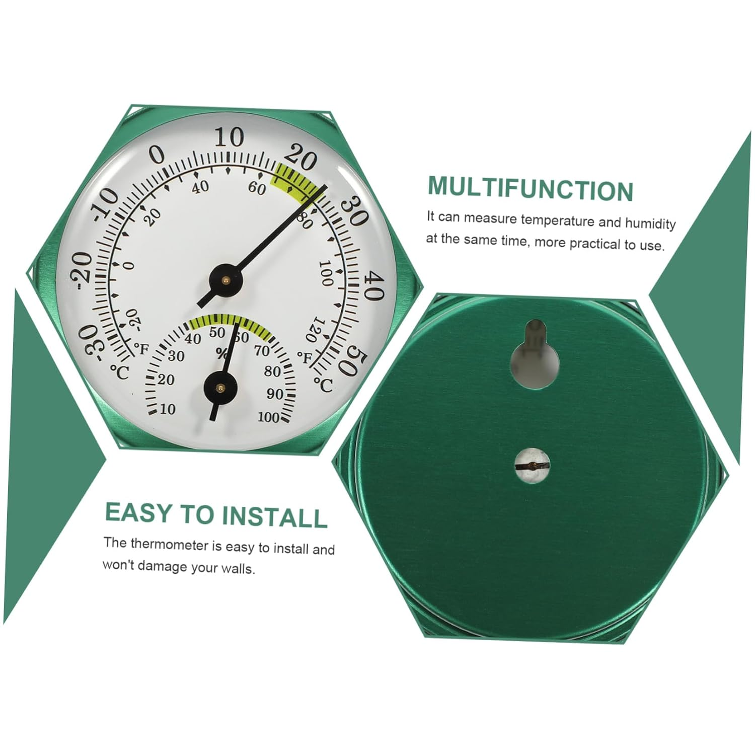 DECHOUS Hanging Hygrometer Temperature Humidity Gauge for Indoor Outdoor Use Wall-Mount Mini Thermometer with Automatic Calibration for Home Office Patio Green Spaces image number 5