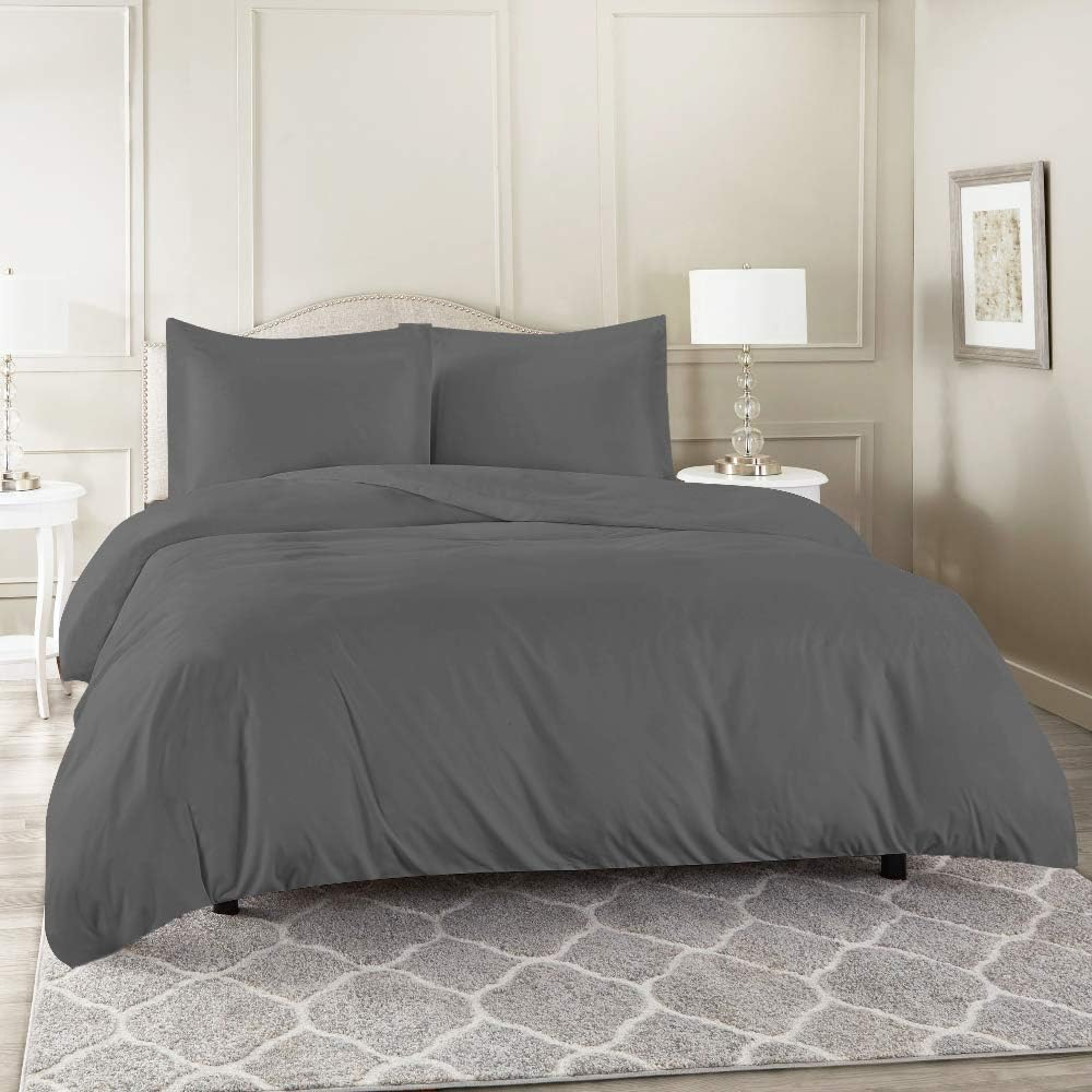 Luxor 100% Cotton 1000TC Single/King Single/Double/Queen/King/Super King Quilt/Duvet Cover Set - Grey (King)