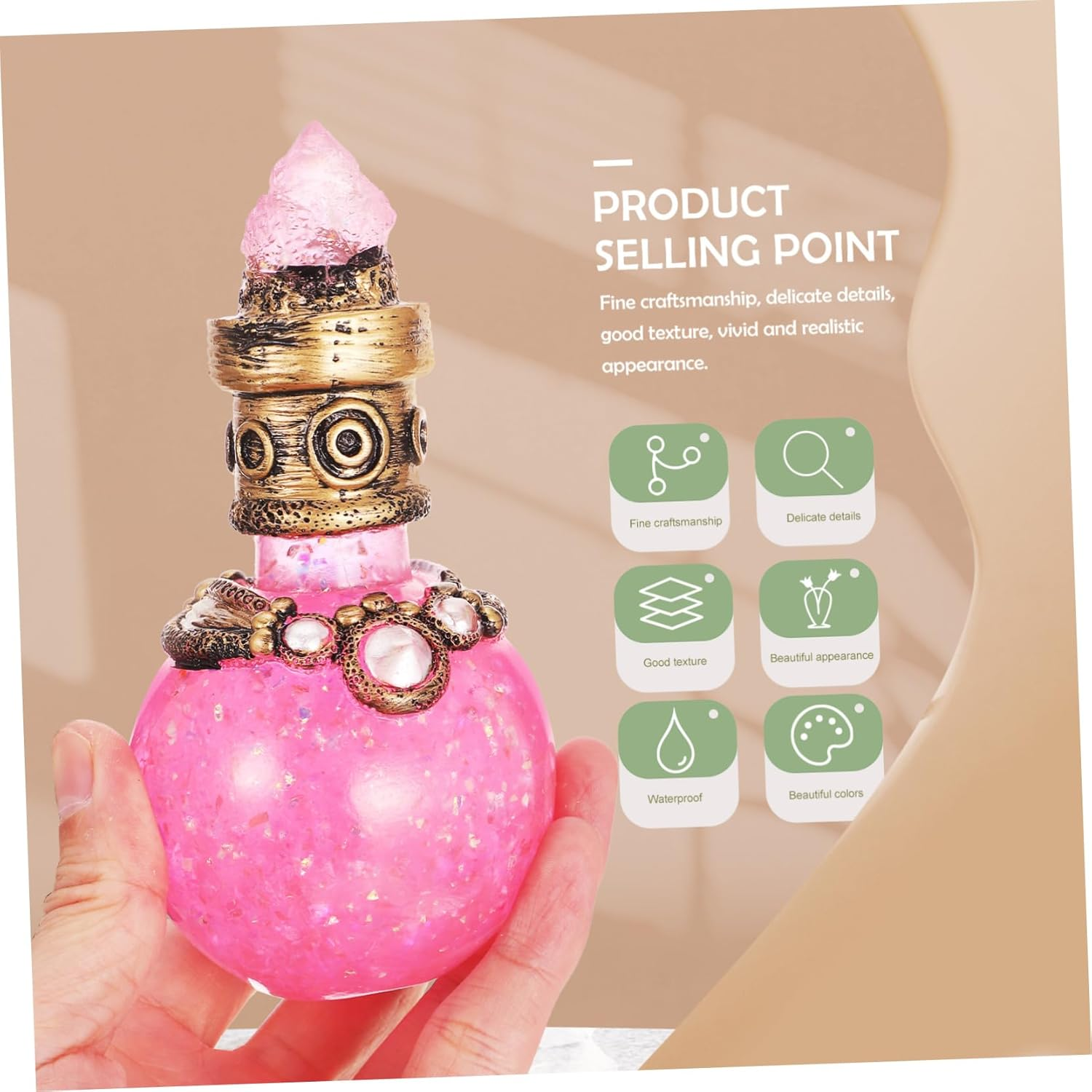 Yardenfun Decoration Resin Craft Shiny Bottle Ornament Home Decor Mermaid Girls Desktop Decoration for Party Supply image number 5