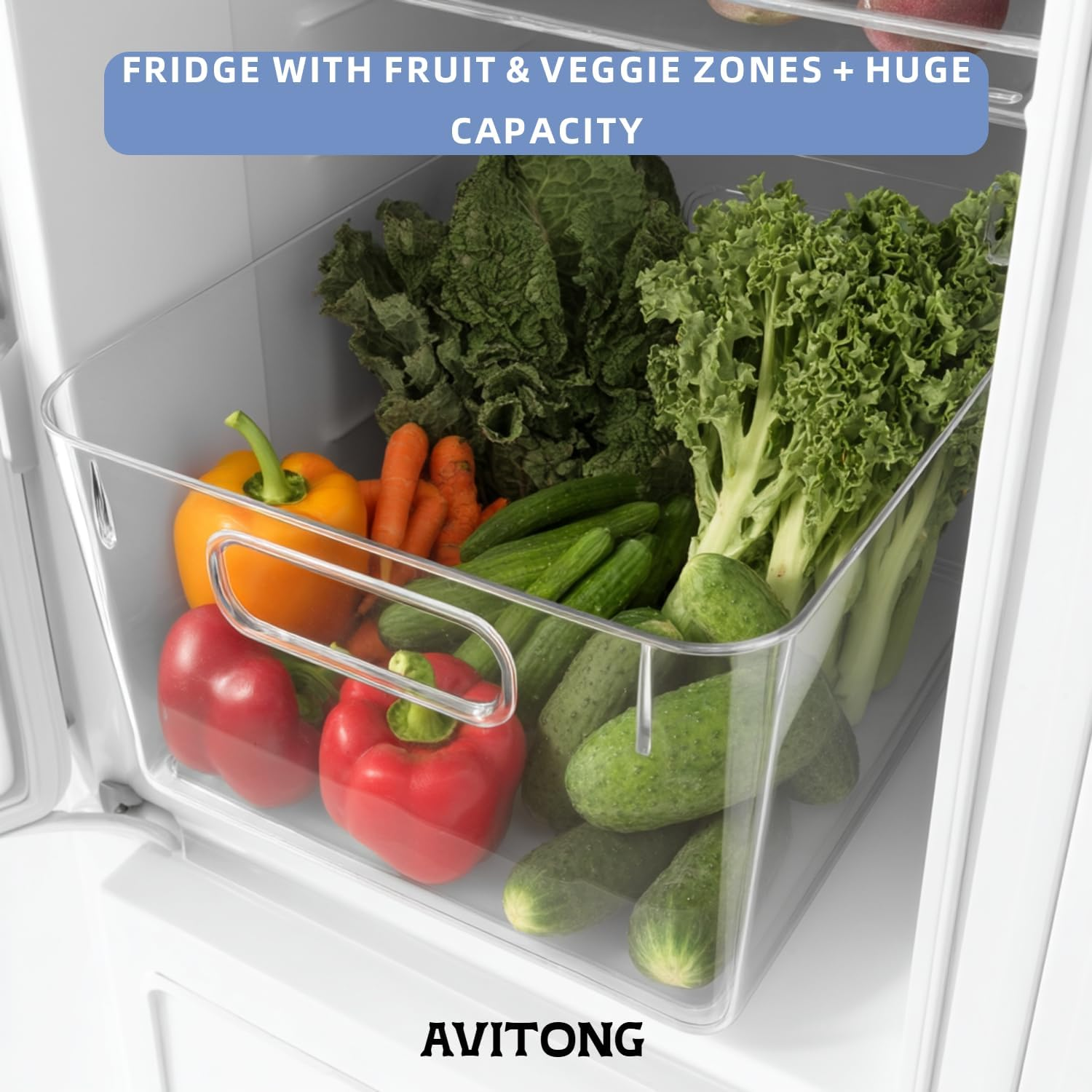 AVITONG 8-Piece Fridge Organizer Bin Set &ndash; 4 Large & 4 Small Clear Storage Bins with Handles, Stackable Bpa-Free Pantry & Kitchen Containers image number 2