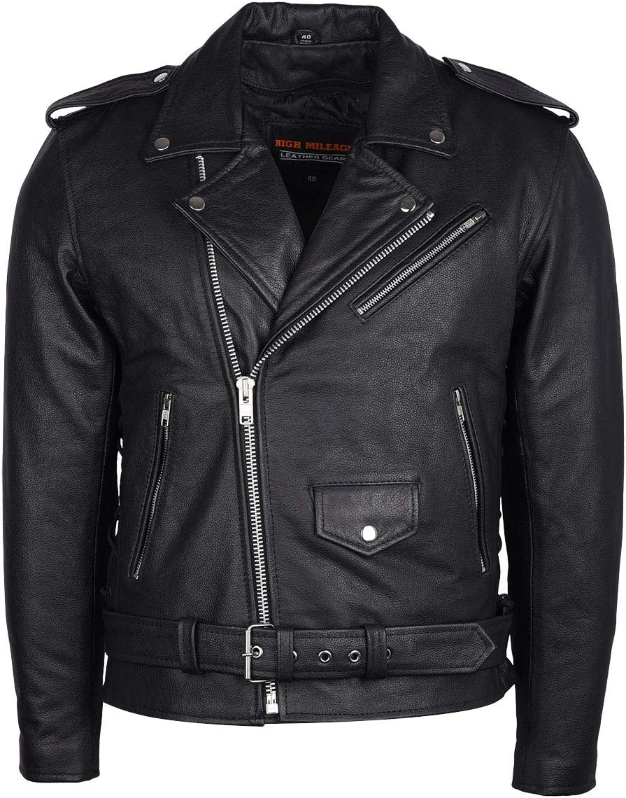 Men'S Eagle Embossed Live to Ride - Ride to Live Classic Black Leather Motorcycle Biker Jacket