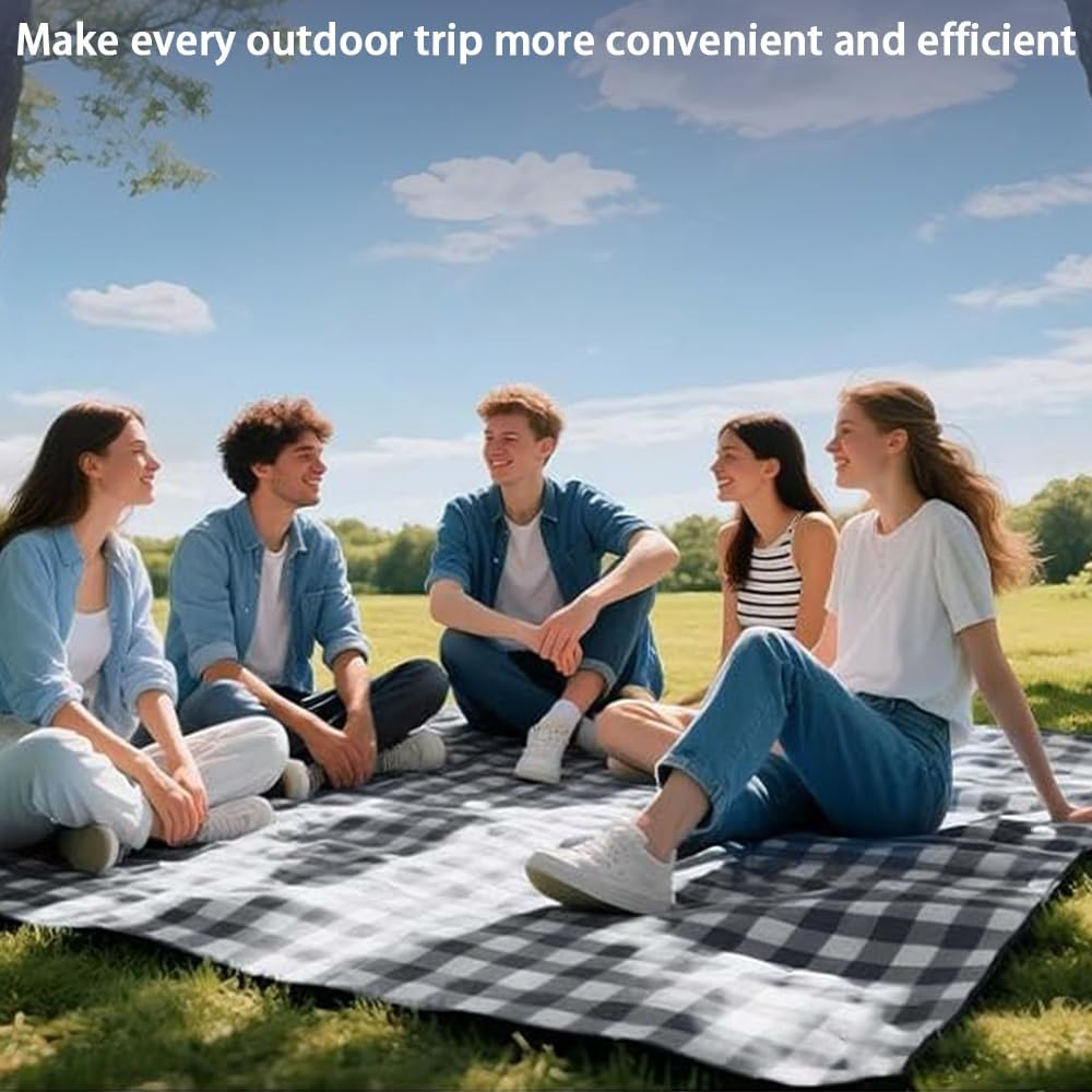 Picnic Blanket Waterproof Extra Large, Foldable Beach Mat Portable Picnic Rug, Multi-Purpose Camping Rug, for Garden, Balcony, Backyard, Beach (Blue, 200X200Cm) image number 1
