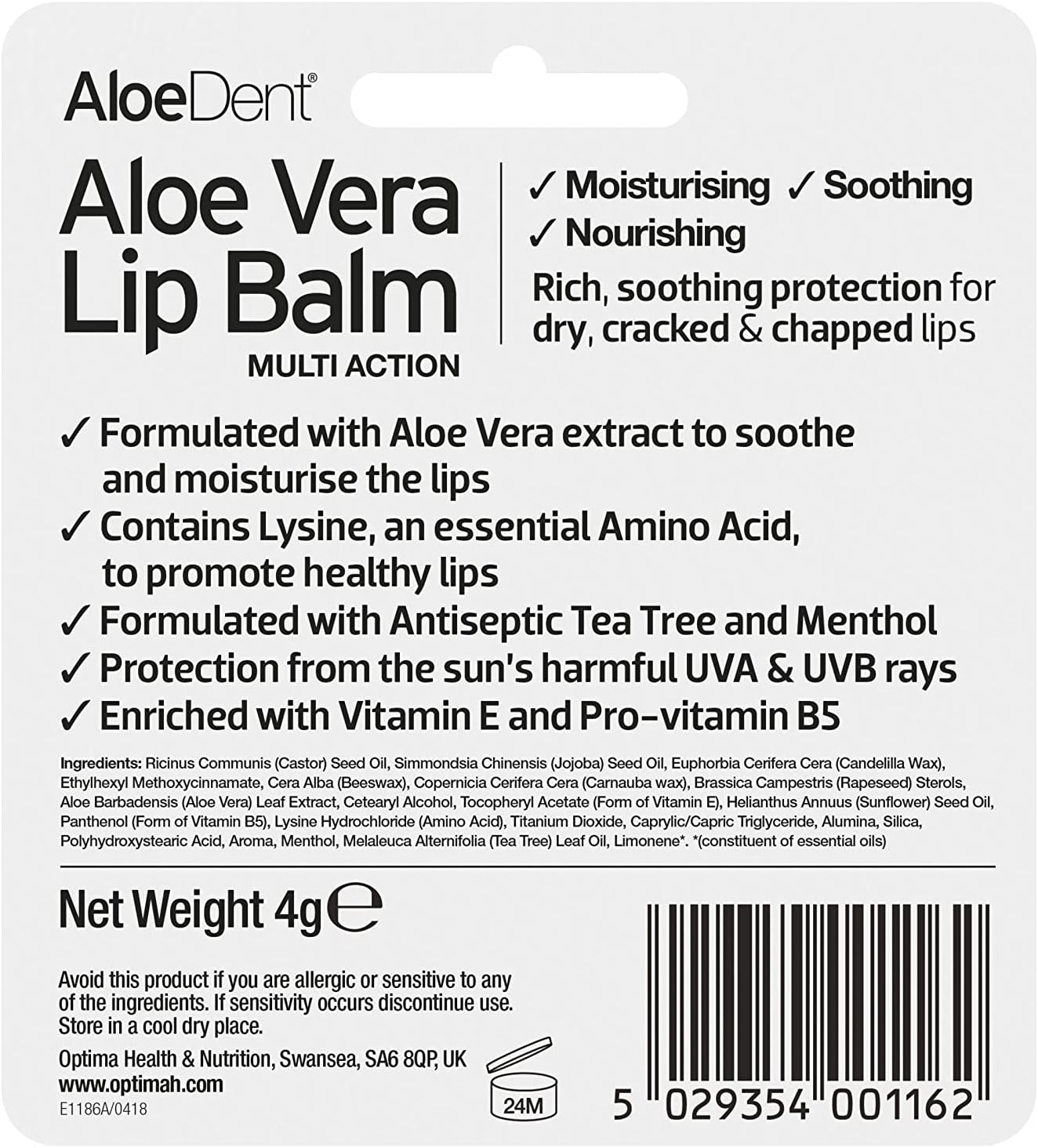 Aloe Dent Aloe Vera Lip Balm 4 G image number 3