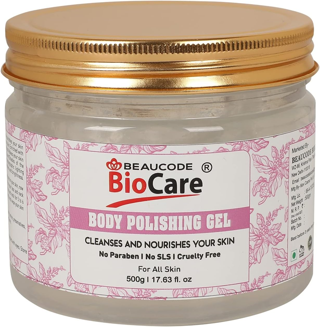 BEAUCODE Biocare Body Polishing Face & Body Gel | Cleanses and Nourishing Your Skin| 100% Vegan |No Paraben | No SLS| Cruelty Free | for All Skin Types -500G image number 5