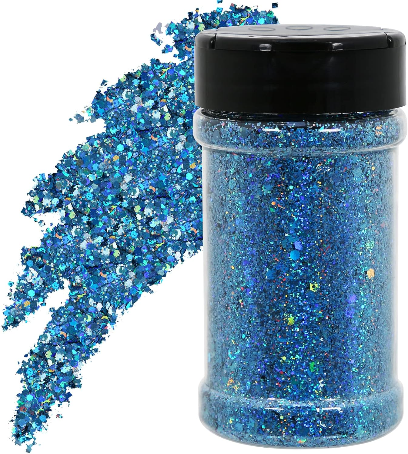 TORC 4 OZ Silver Holographic Glitter 4 Ounce Mix Chunky Glitter Bulk for Resin Craft Cosmetic Art Festival Decoration