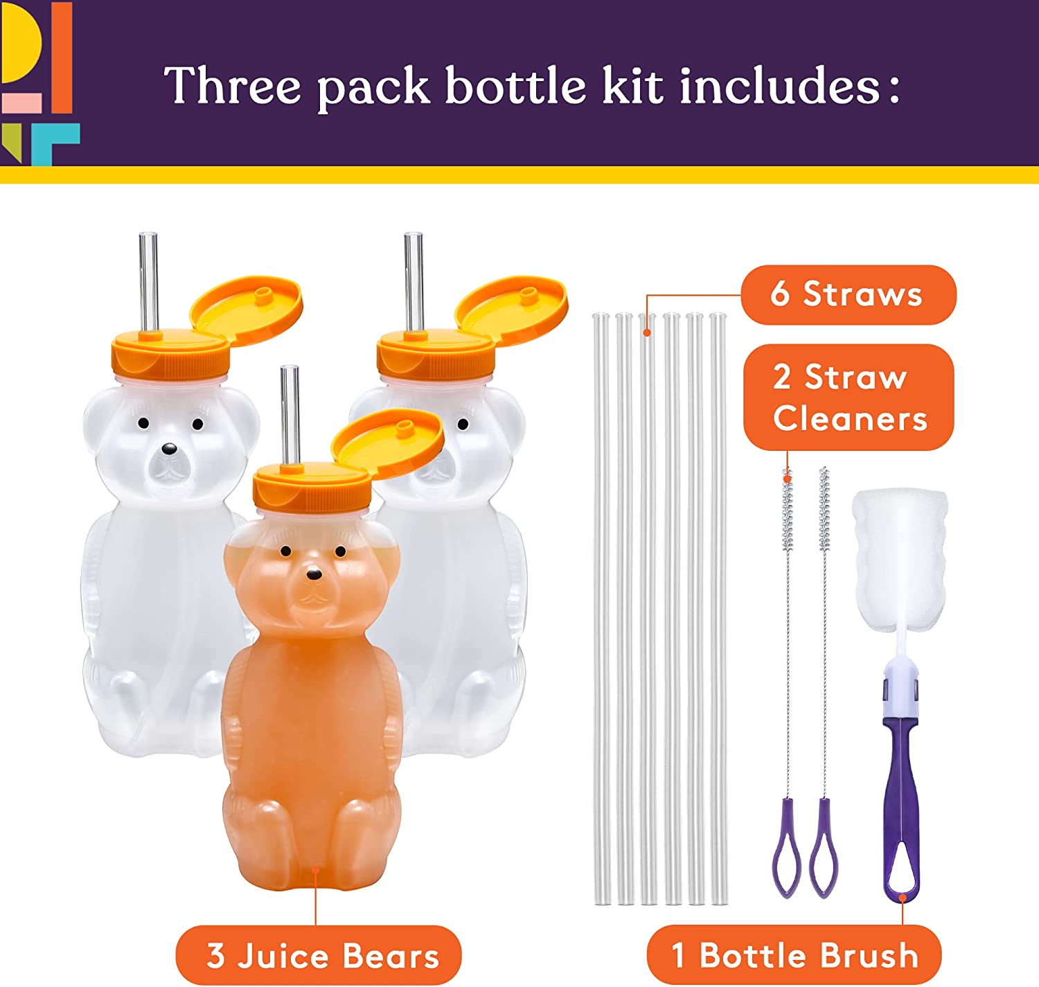 Special Supplies Honey Bear Straw Cup Long Straws, 3-Pack Squeezable Therapy and Special Needs Assistive Drink Container, Spill Proof and Leak Resistant Lid image number 2