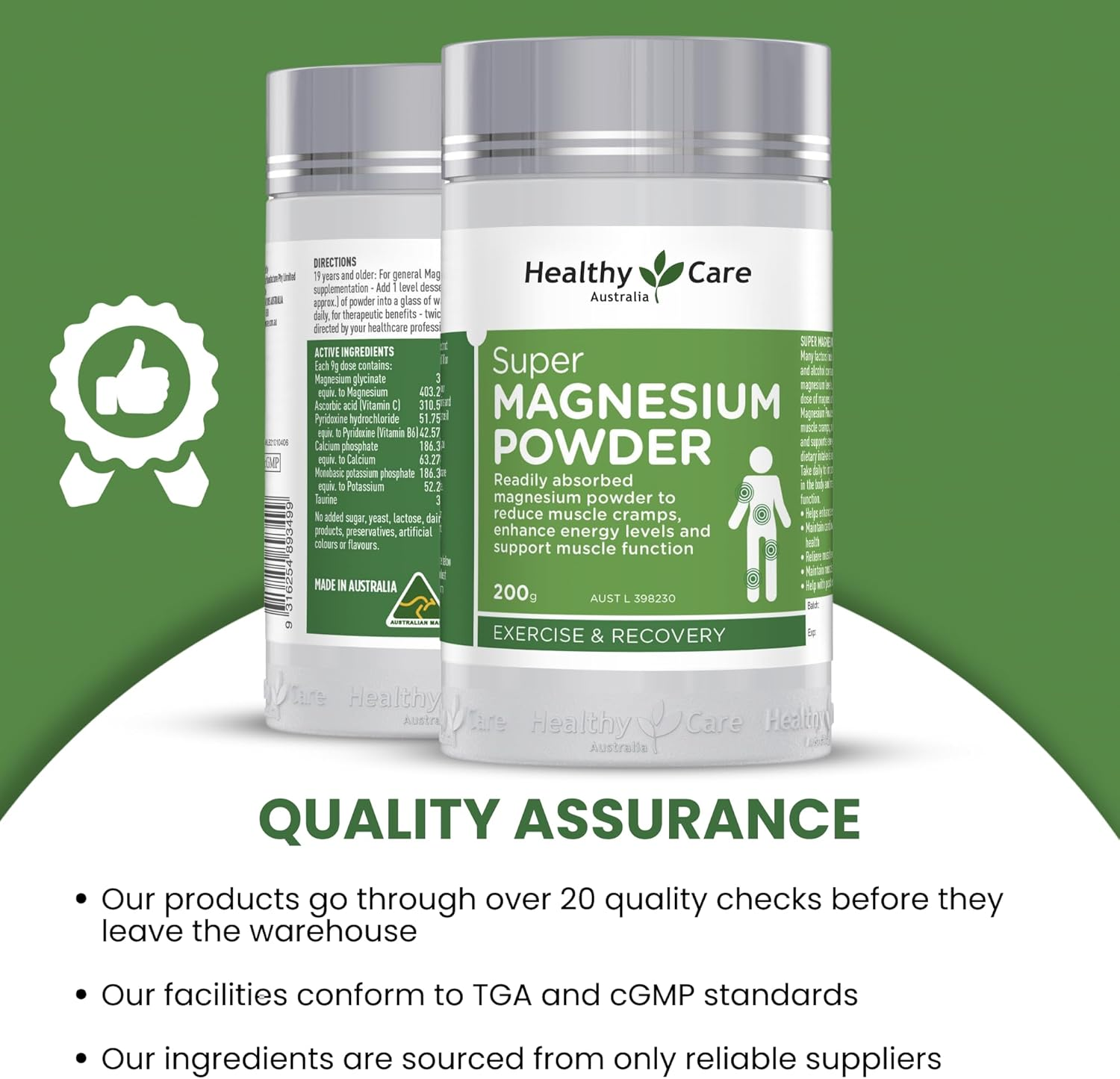 Healthy Care Super Magnesium Raspberry Powder - Supports Muscle Function and Boosts Energy Levels - All Natural Ingredients - 200 G image number 6