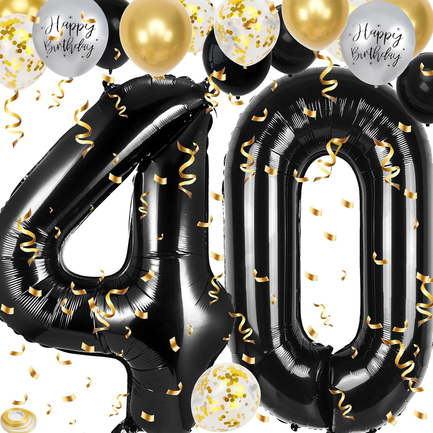 40Th Birthday Decorations for Men Women, 40 Inch 40 Balloon Numbers, 18 Pcs 12 Inch 40Th Birthday Decoration Balloons for 40Th Men Women Birthday Anniversary Party Decoration image number 4