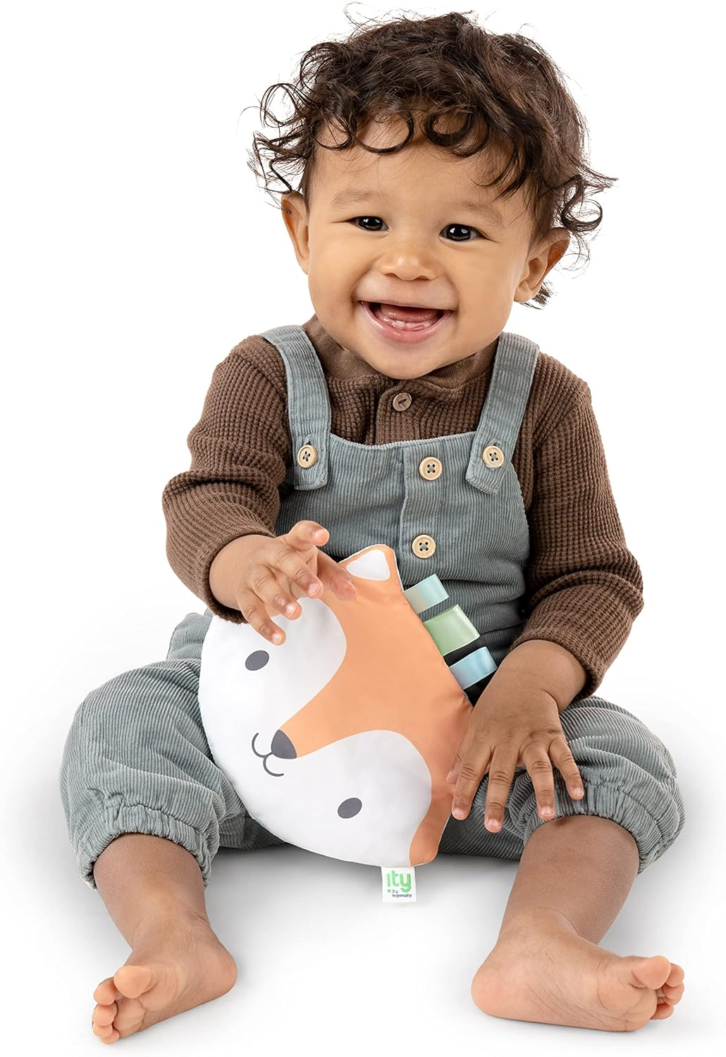 Ingenuity: Ity by Ingenuity Crinklet, Fox Crinkle Toy for Newborn and Up, Satin Ribbon Tags, C-Link Attachment, Unisex - Kitt