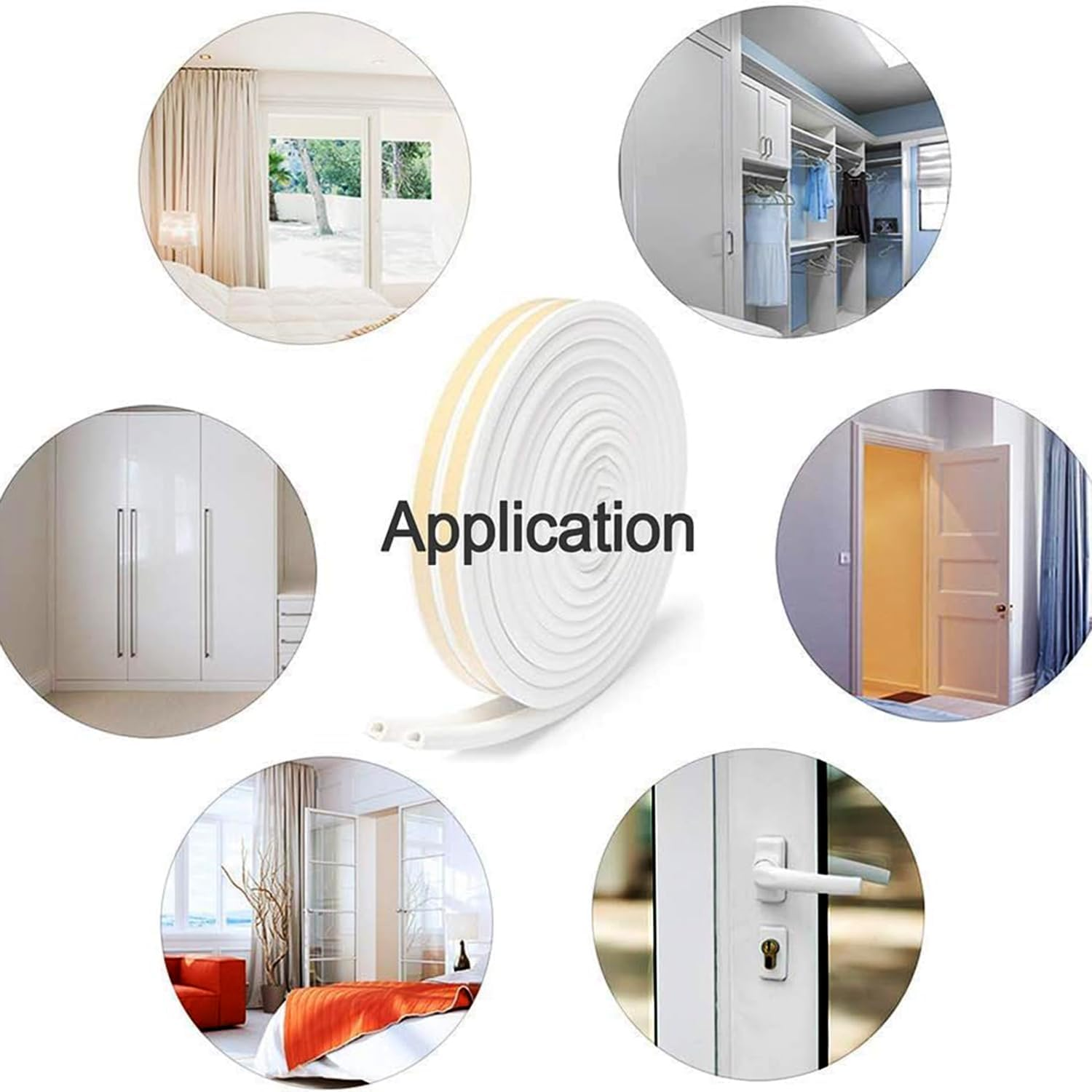 Door Weather Stripping, Window Seal Strip, Draft Excluder for Doors Self Adhesive Foam Weather Stripping Door Seal Strip Door Insulation Strip Draught Excluder Tape for Doors 20 Feet image number 4
