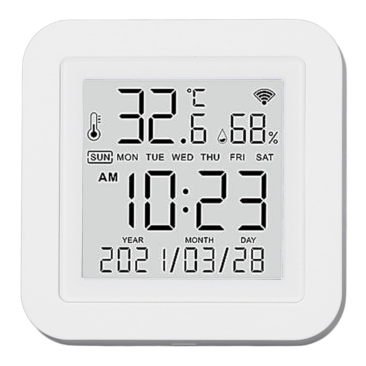 Diyeeni Hygrometer Indoor Humidity, Desktop Digital Thermometer with Temperature and Humidity Monitor, Accurate Gauge Room Thermometer with Clock