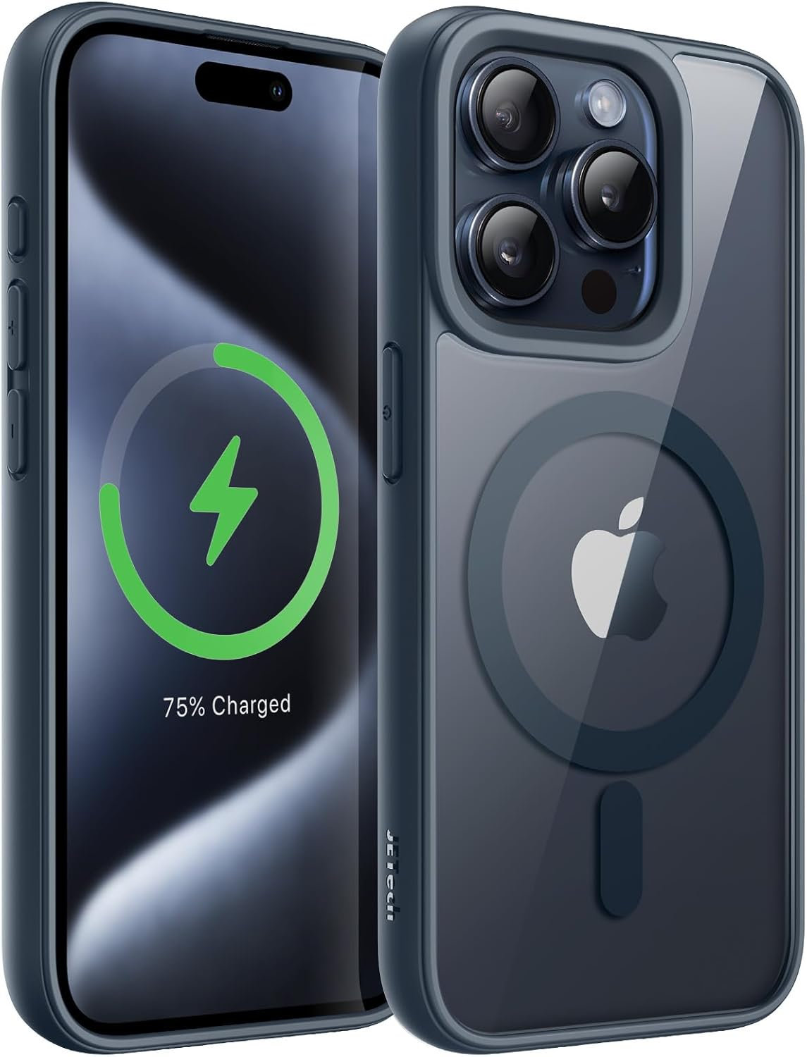 Jetech Magnetic Case for Iphone 15 Pro Max 6.7-Inch Compatible with Magsafe, Shockproof Phone Bumper Cover, Solid Color Matte TPU Frame, Anti-Scratch Clear Back (White Titanium)