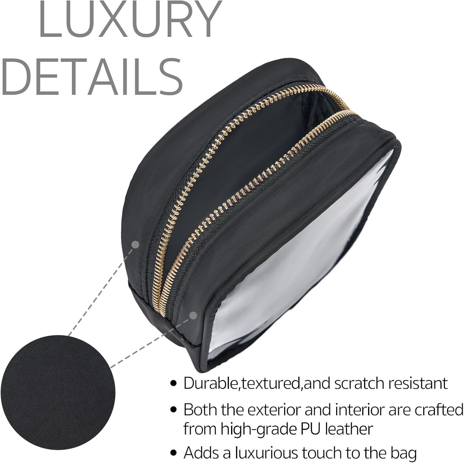 Clear Cosmetic Bag Mini Makeup Bag Women Small Cosmetic Bag for Purse Zipper Cute Pouches Make up Travel Toiletry Essentials Preppy Purse Organizer Bags, Black, Fresh, Minimalist, Modern image number 5