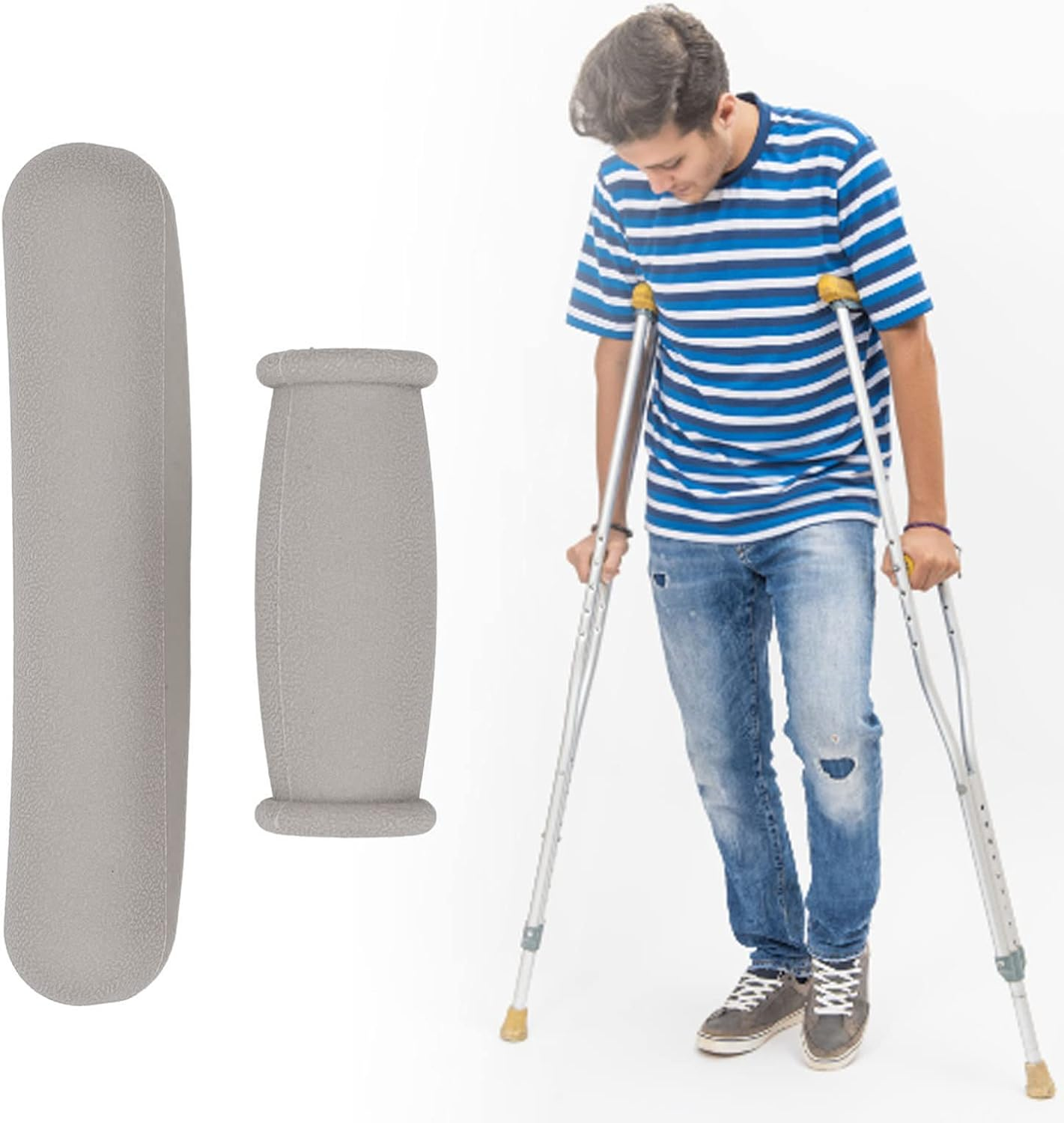 Crutch Pads and Hand Grip Covers, 4Pcs Comfort Replacement Crutch Parts Set, Washable Breathable Underarm Padding, Moisture and Odour Reducing Rubber Cushions Accessories for Standard Crutches(2#) image number 5