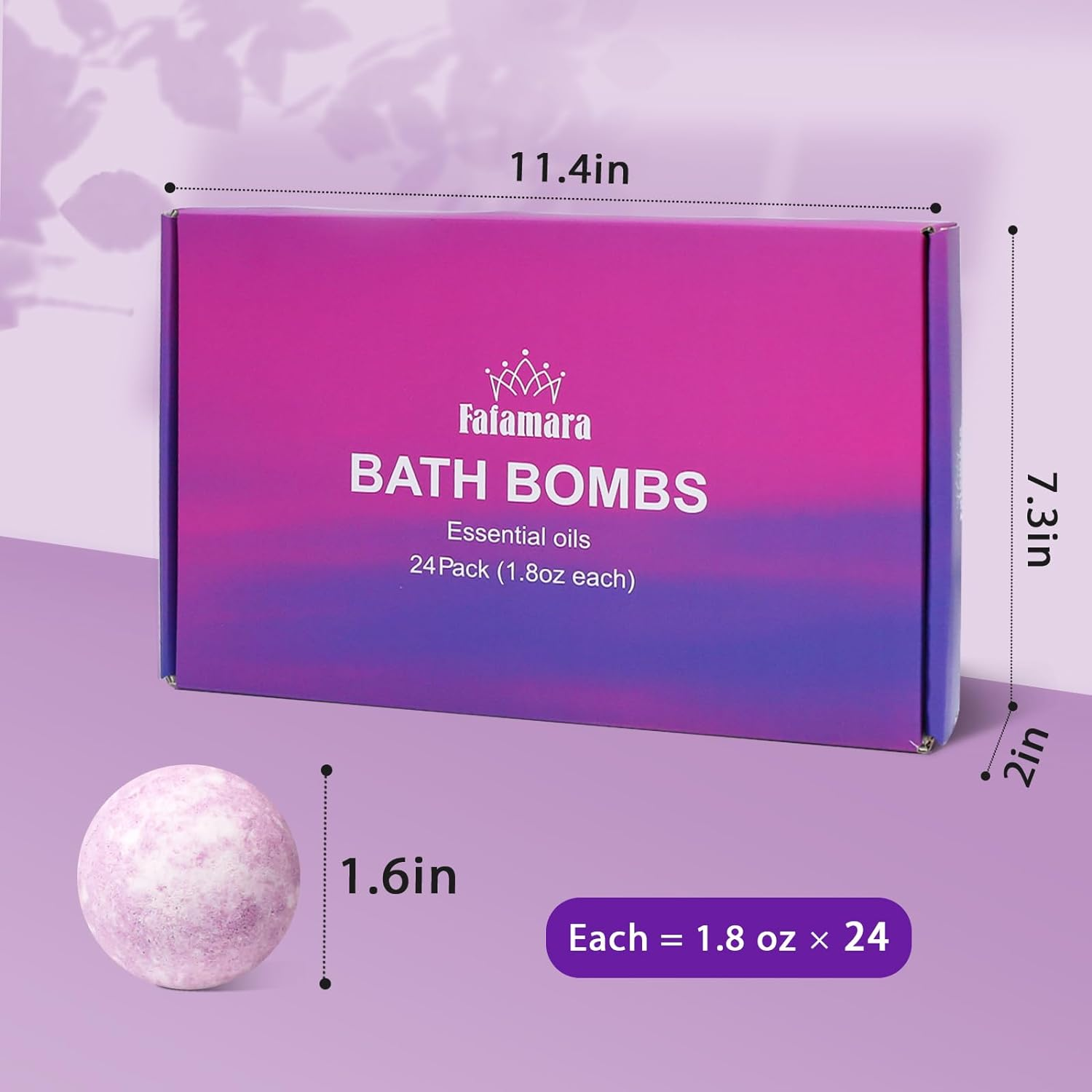 Fafamara 24Pcs Bath Bombs Gift Set, Organic and All Natural Ingredients Bubble Bath Bombs Fizzes Spa image number 5