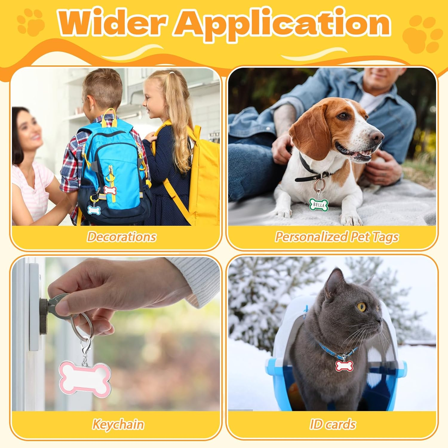 12 Pack Blank Dog Tags Engraved, Zinc Alloy Bone Shape Dog Name Tag for Dog Collar, 1.8In Dog Cat Pet ID Tags with Lobster Clasp for Engraving Name Phone Number (6 Colors) image number 5