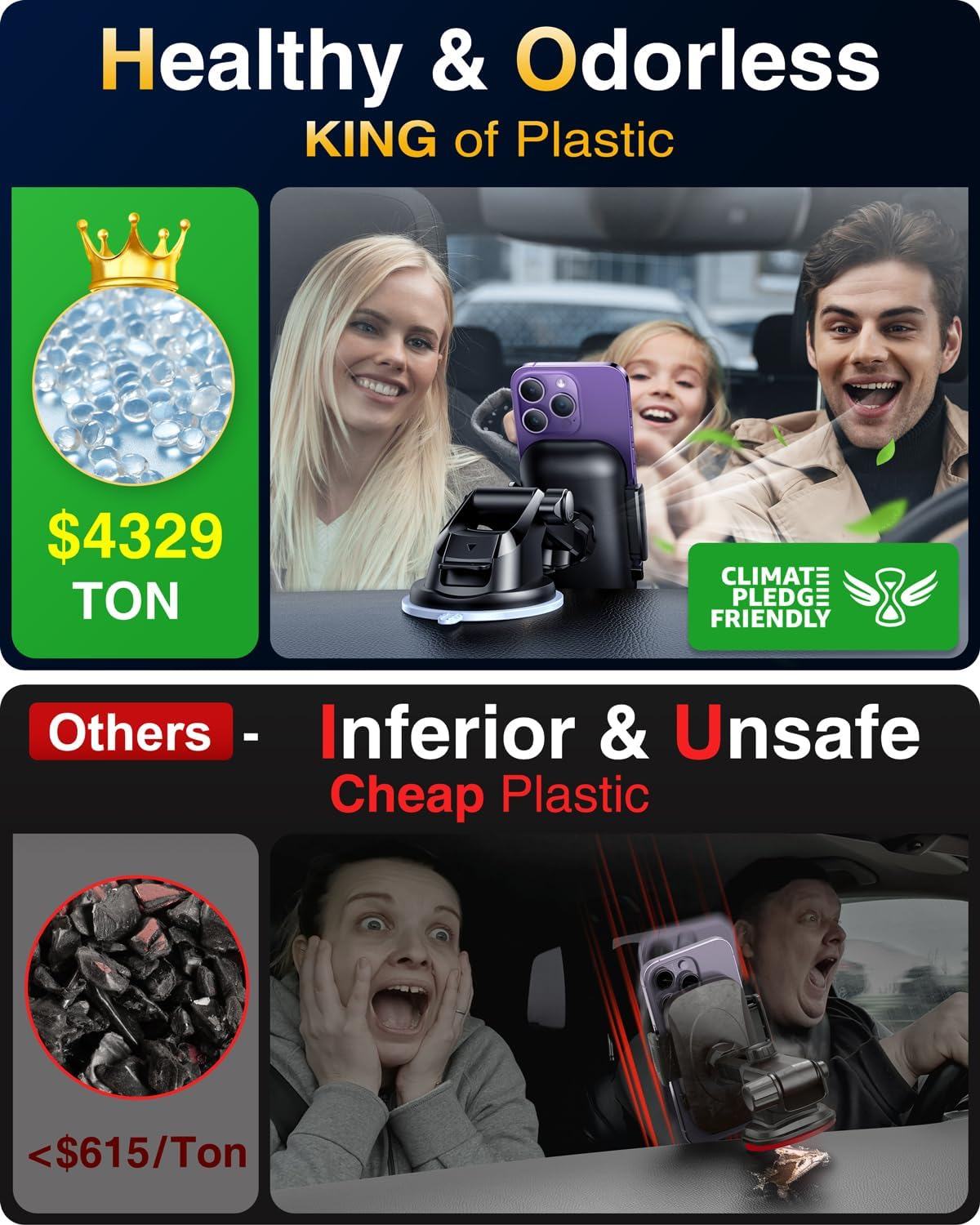 VANMASS 2025 Ultimate 85+LBS Strongest Suction & Clip True Military-Grade Phone Holders for Your Car Dashboard Windshield Vent Mount Truck Cradle Accessories for Iphone 16 15 Pro Max 14 13 Android image number 6