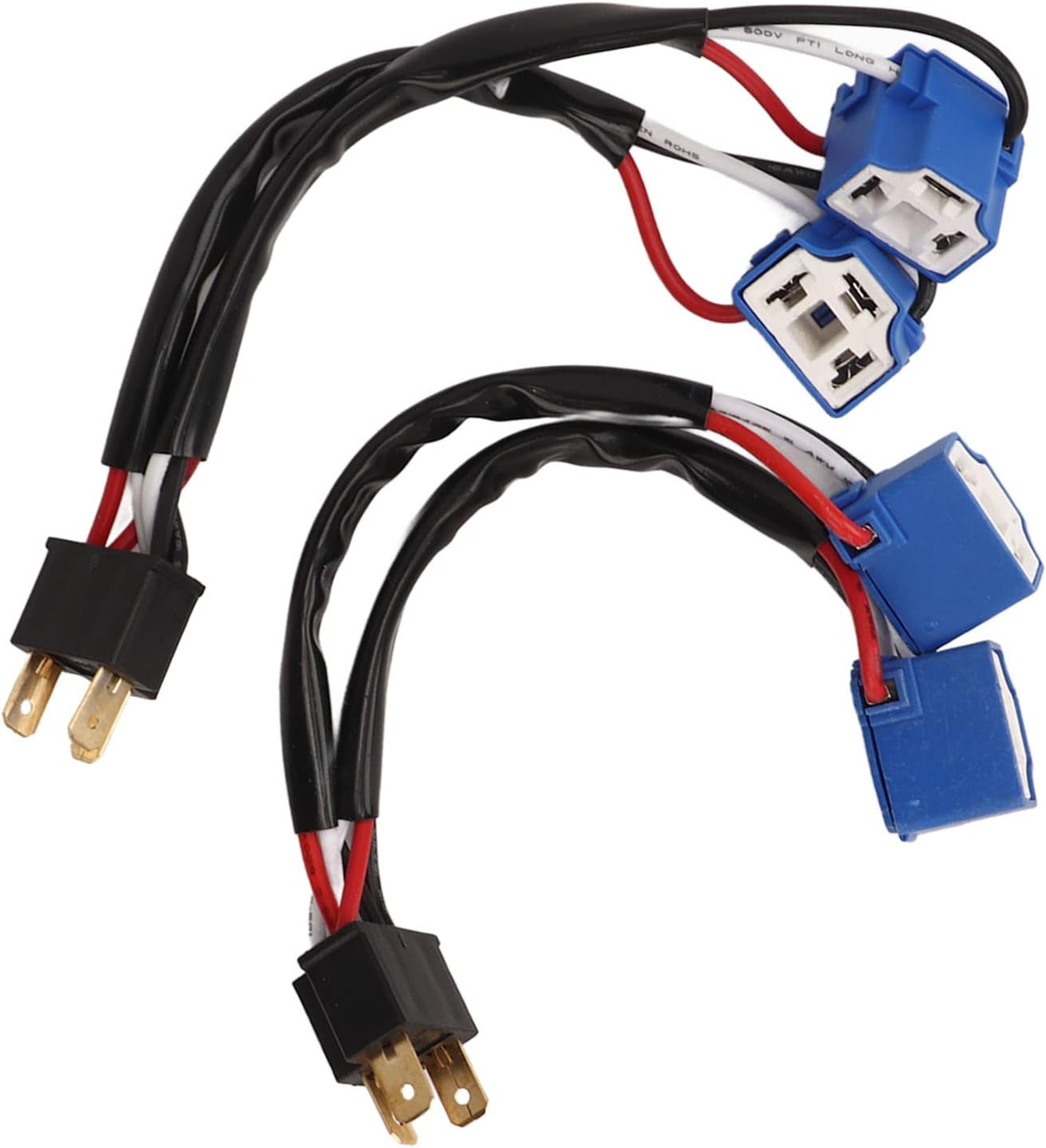 Grcfumo 2Pcs H4 9003 Wire Harness, Nylon and PVC 2 Way Splitter Headlight Wires, Plug and Play Headlight Conversion Cable Wire for Truck Pickup LED Wire Cable Plug image number 4