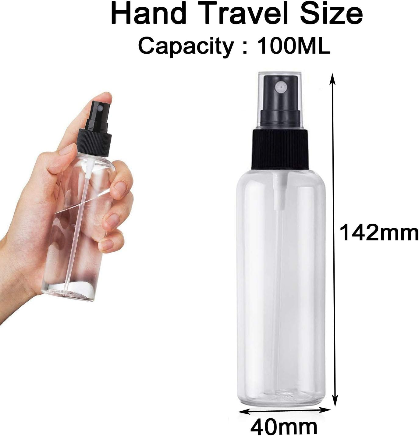 4Pcs, 100Ml Spray Bottle Empty Plastic Fine Mist Travel Atomiser Set with 2 Funnels & 12 Labels - Clear Refillable & Reusable Bottle Toiletries Liquid Containers for Cosmetic Make-Up by Jamhoodirect, Transparent, Mini Size image number 1