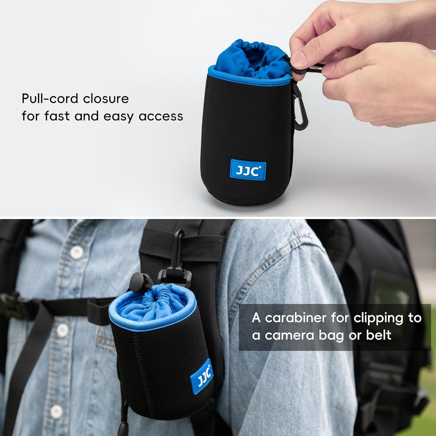 JJC Drawstring Neoprene Camera Lens Pouch Case, Protective Lens Bag for Mirrorless Lenses up to 3.5 X 5.9 (D X H) for Canon RF 24-240Mm EF-S 18-55Mm F/3.5-5.6 Ni 55-200Mm F/4-5.6G and More image number 3
