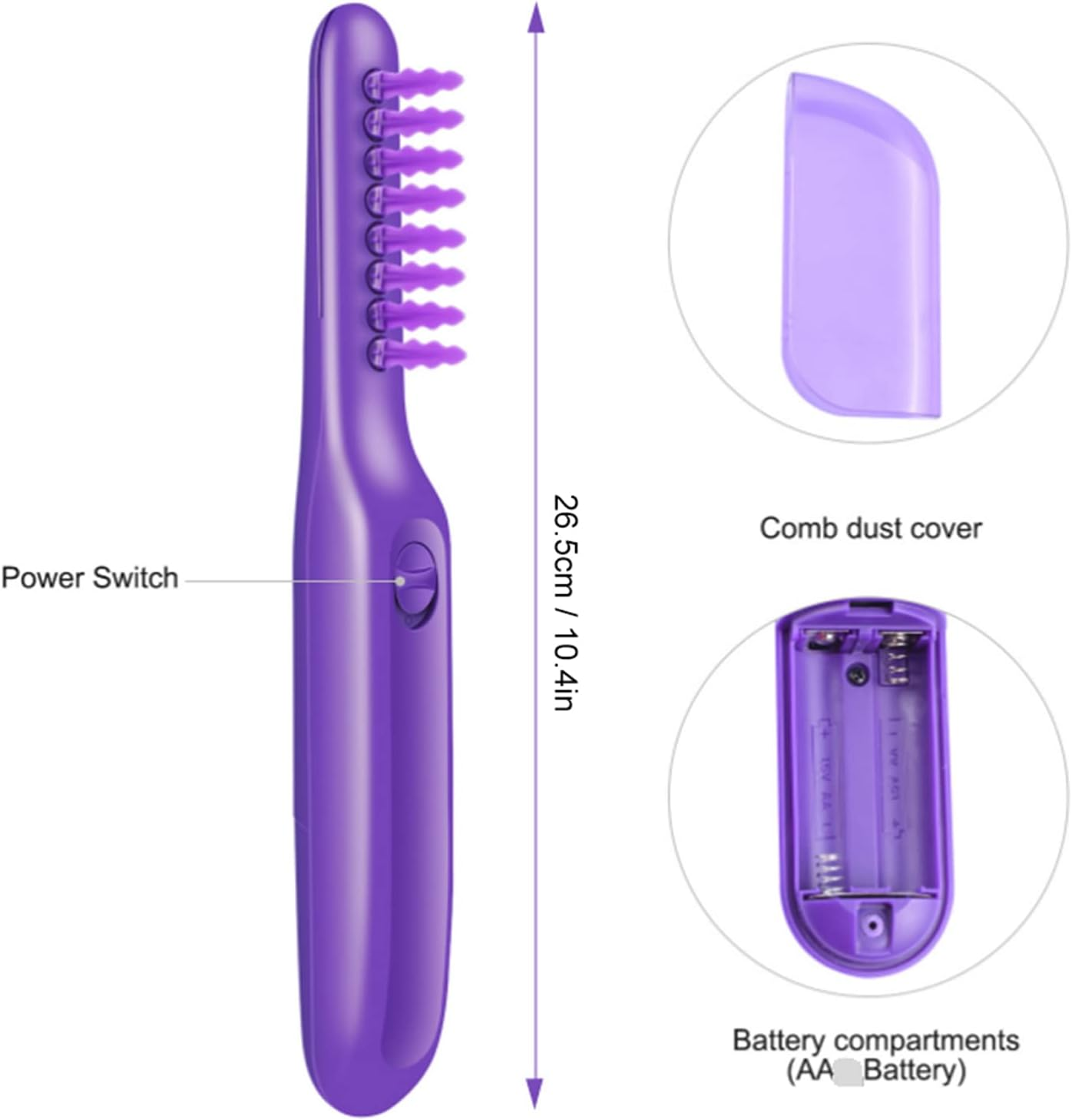 Electric Detangling Comb, Electric Detangling Comb Dry and Wet Ionic Massage Styling Tool for Curly Straight Hair, Purple image number 1