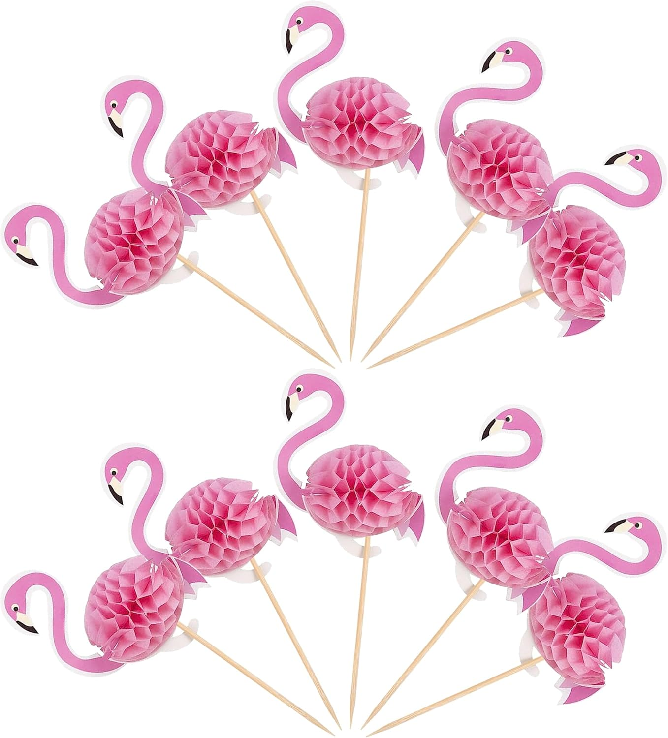 SYKYCTCY 50 Pack Hawaiian Luau 3D Flamingo Cupcake Toppers Tropical Flamingo Cupcake Picks for Summer Hawaii Luau Tropical Aloha Theme Baby Shower Birthday Wedding Party Cake Decorations Supplies image number 6