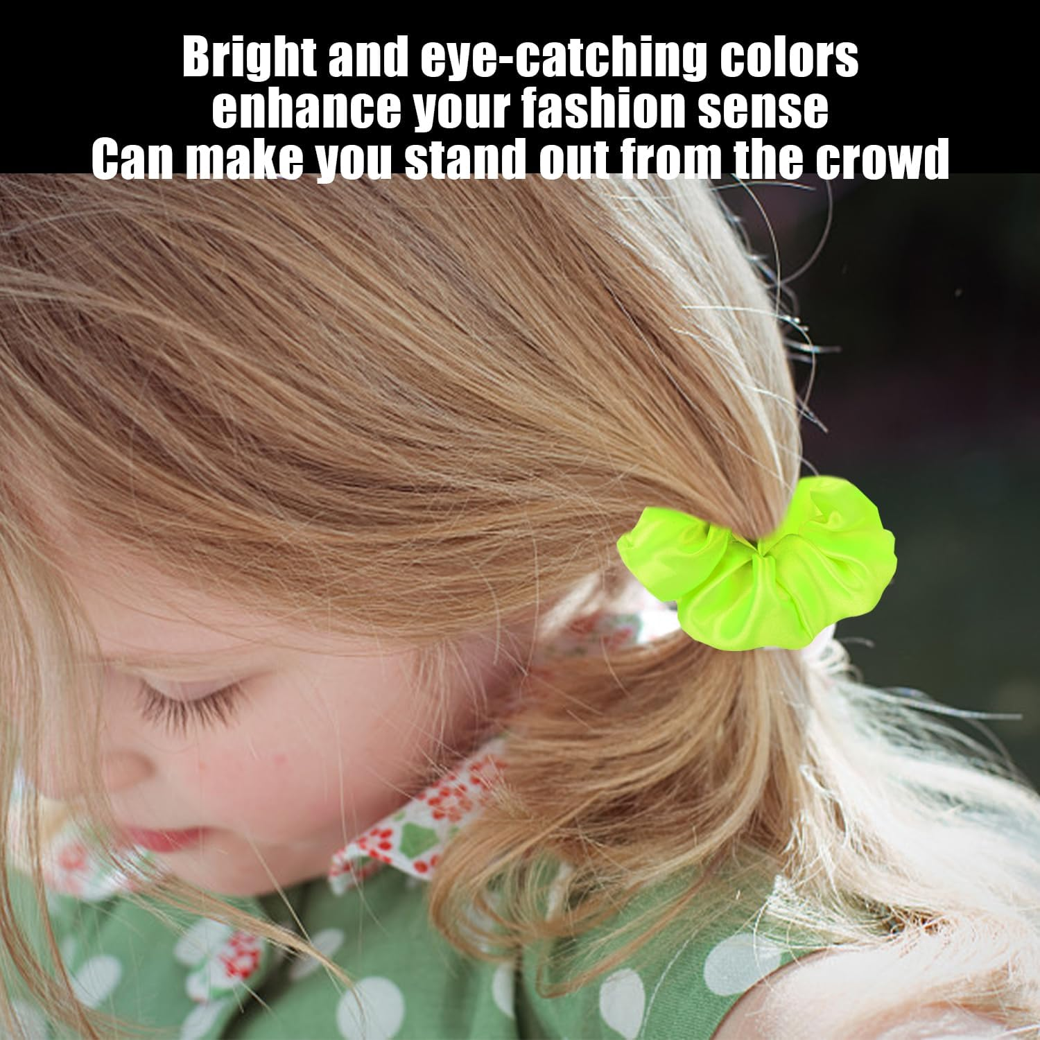 Pack of 4 Neon Coloured Hair Bobbles, Satin Hair Bobbles for Women, Elastic Hair Bobbles, Elegant Hair Bobbles, Hair Bobbles for Women and Girls image number 1