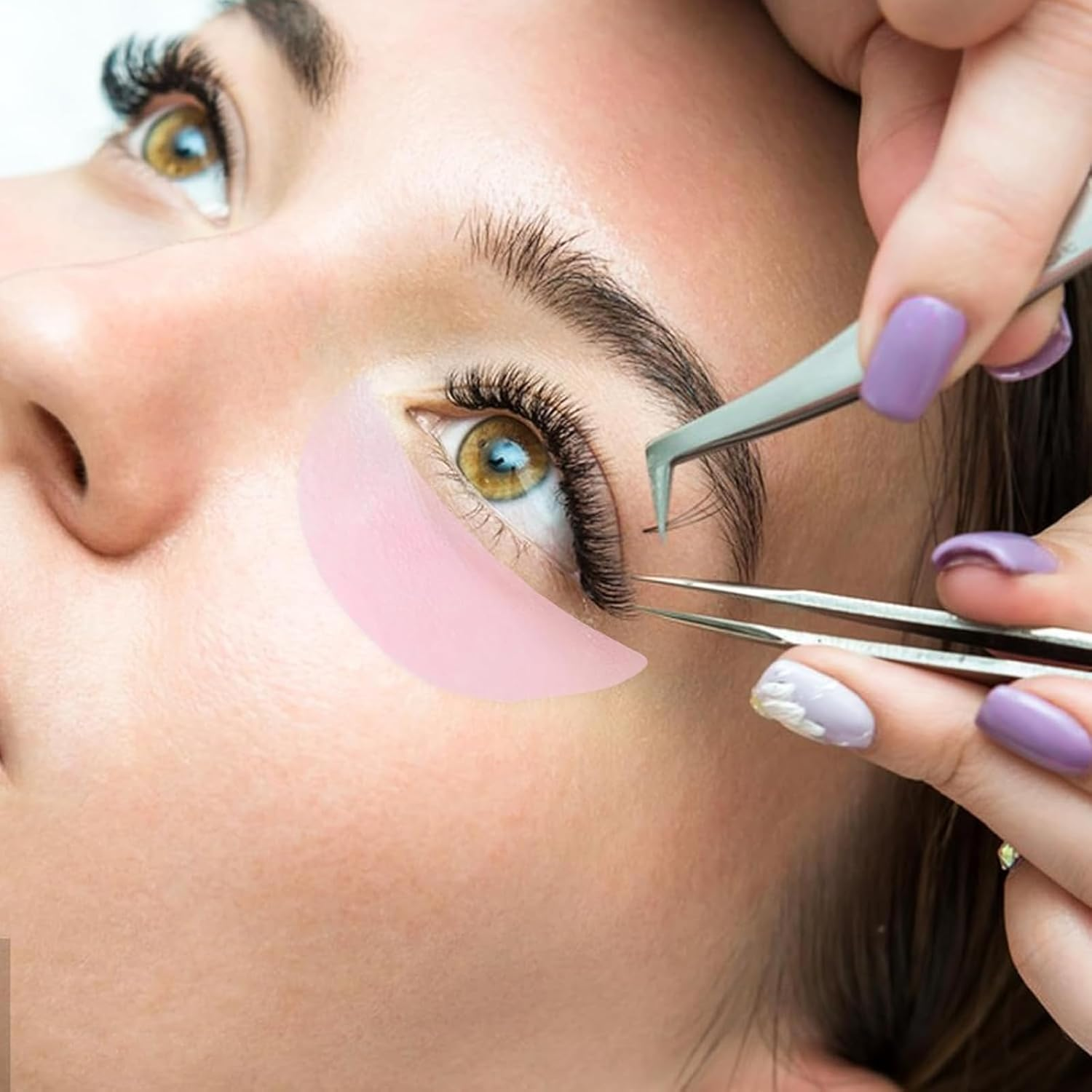 Kzvsiy 2 Pcs 1 MM Flat Lash Lift Shields for Korean Eyelash Perming, Professional Self-Sticky Ultra-Thin Lifting Pads for Salon Use, Softens Lashes Thoroughly (Pink) image number 5