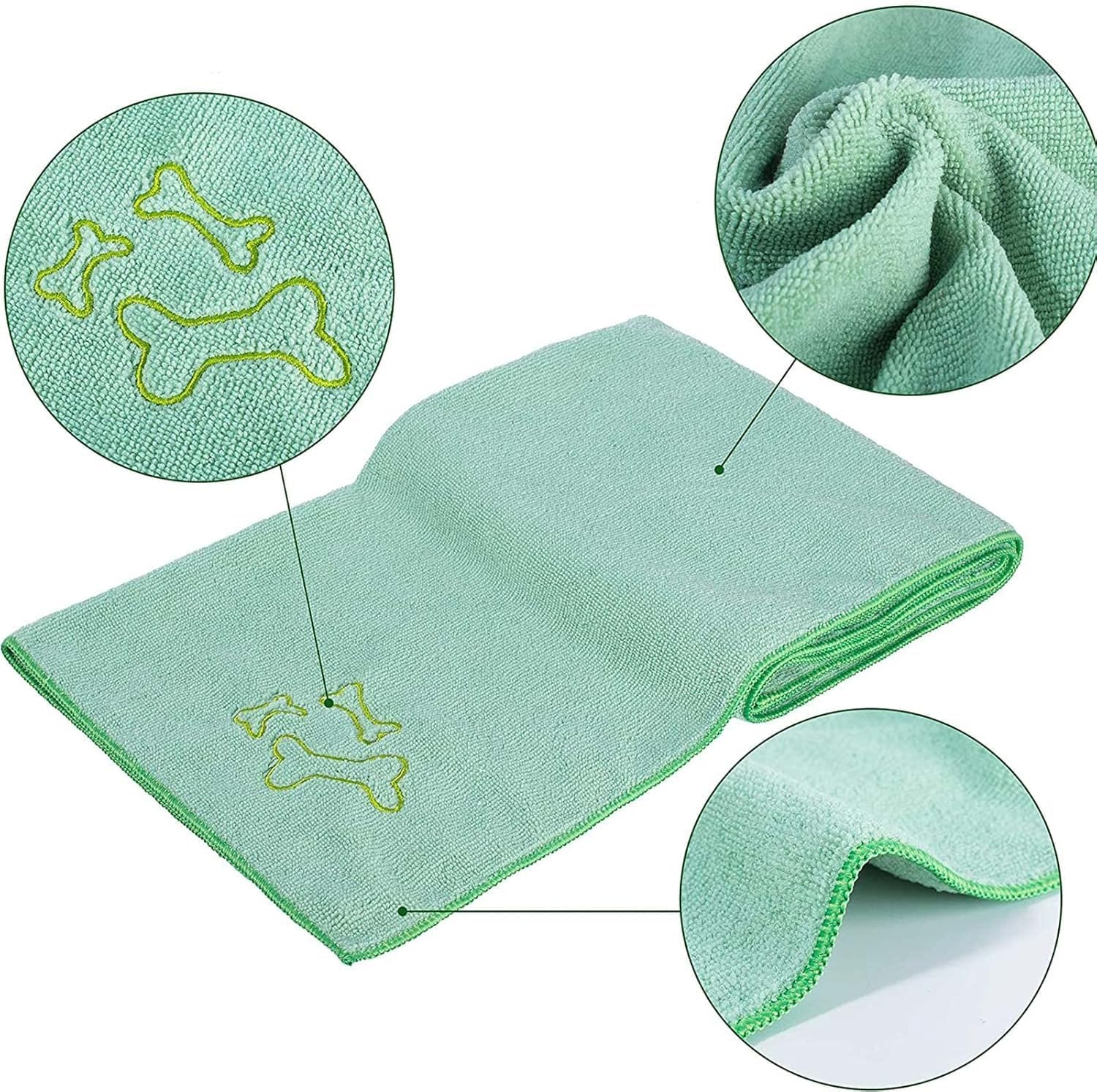 Quick Dry Dog Bath Towel, Pack of 3 Large 100X50Cm Microfiber Pet Towels,Super Absorbent Cat and Puppy Shower Essentials image number 2
