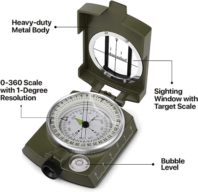 Roobuck Survival Military High-Precision Compass with Waterproof Shakeproof Emergency Luminous for Camping Hiking Hunting Trekking image number 5