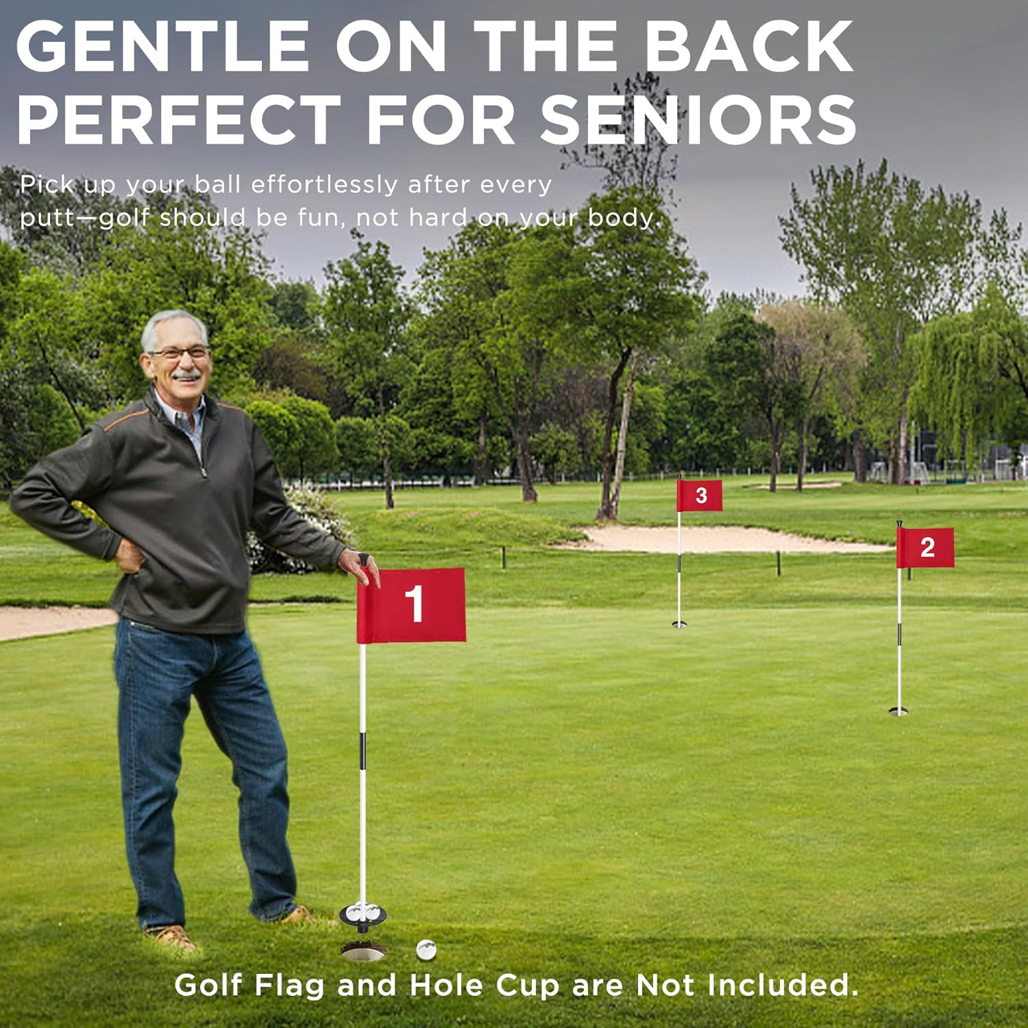 KINGTOP Golf Flagstick, Practice Putting Green Flag Stick for Yard, Golf Pole Pin Flagpole, Portable 2-Section Design, All 3 Feet - 3Ft White Flagpole-3 Pack image number 2