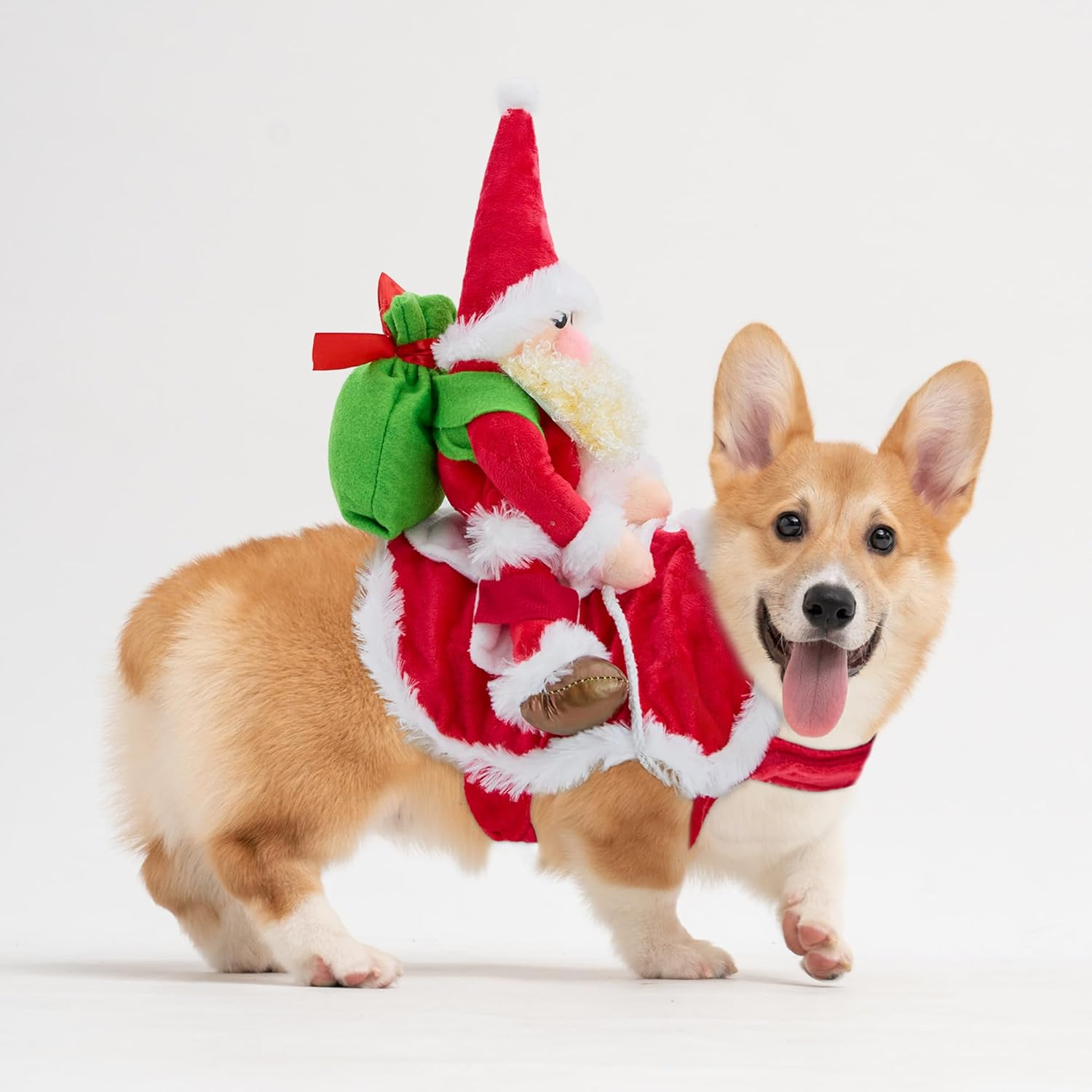 NACOCO Santa Dog Costume Christmas Pet Clothes Santa Claus Riding Pet Cosplay Costumes Party Dressing up Dogs Cats Outfit for Small Medium Dogs (Small) image number 1