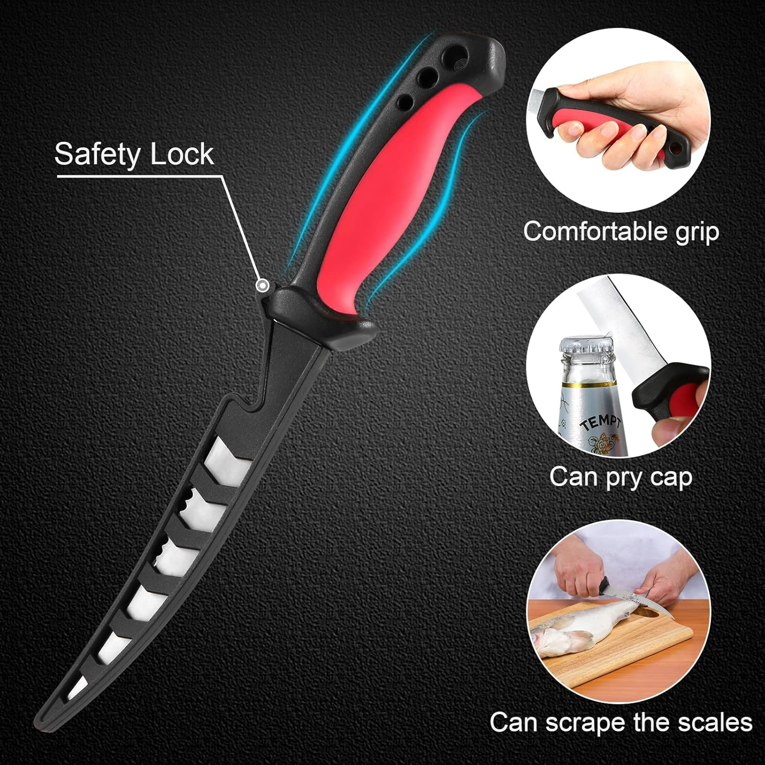 2 Pcs Fishing Fillet Knife Set Stainless Steel 6.5 Inch Pro Fish Knife for Filleting, Fishing Gear, Fishing Tool Set, Fishing Sccessories Gifts for Men image number 6