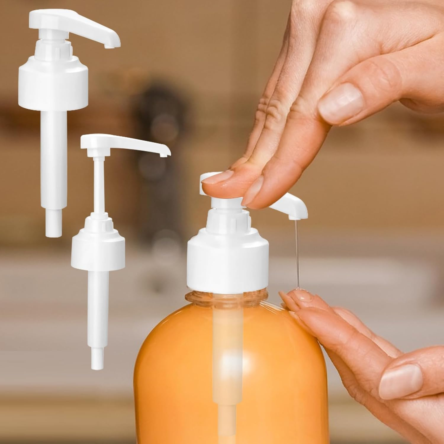 Pack of 2 Pump Dispenser for Monin Syrup - Compatible with Monin Syrup Pump and 700 Ml Bottles, 10 Ml Pro Hub, Reusable Pump Head for Coffee Bar, Homebrew, Cocktails