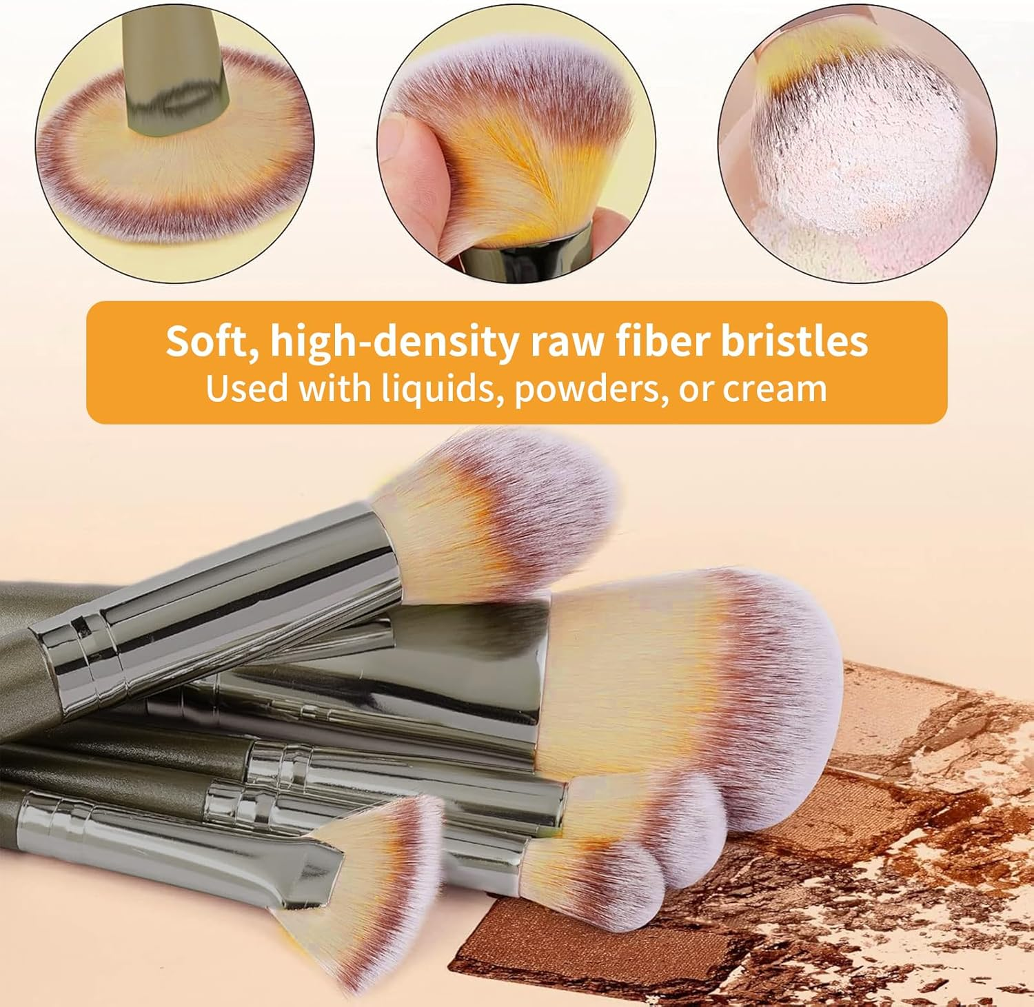 10Pcs Professional Travel Makeup Brushes Set, Foundation, Eyeshadow, Blush, Contour Concealer Brush for Face and Eye Make up Brushes image number 3