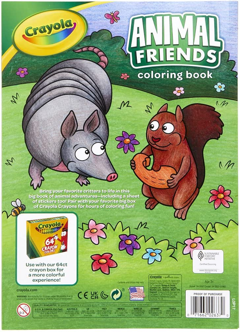 Crayola 96Pg Animal Friends Colouring Book, Hours of Colouring Fun for Kids, Perfect for Rainy Day Activities, Stickers Included image number 2