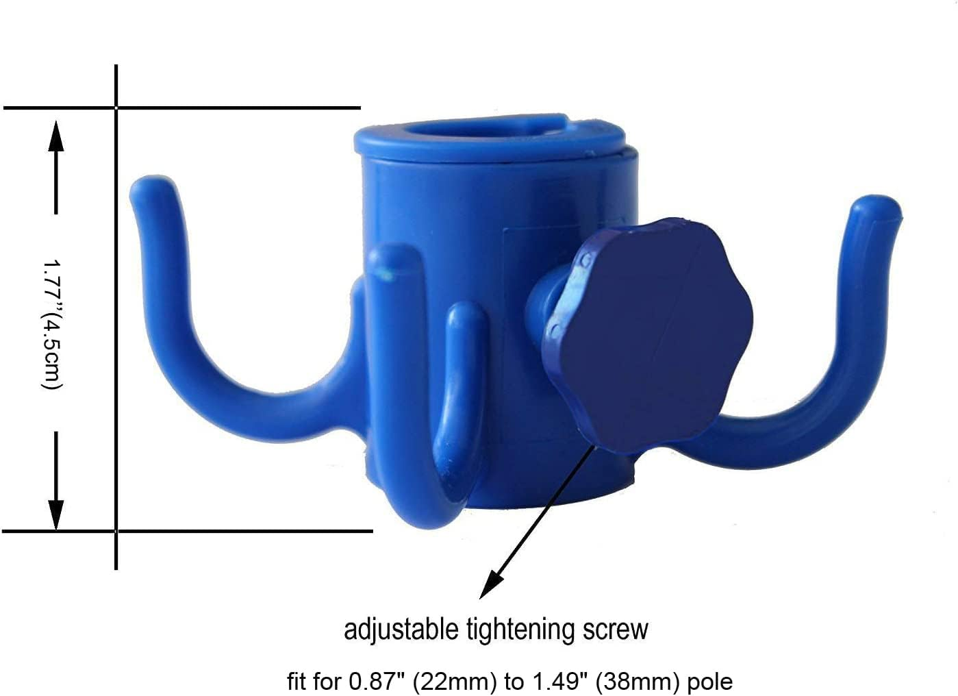 AMMSUN Beach Patio Umbrella Hanging Hook,4-Prongs Plastic Umbrellas Hook Hanging for Towels/Camera/Sunglasses/Bags,Fit for Beach,Camping Trips Blue (Size Fit 2.2Cm to 3.5Cm Pole) (Bue) image number 1