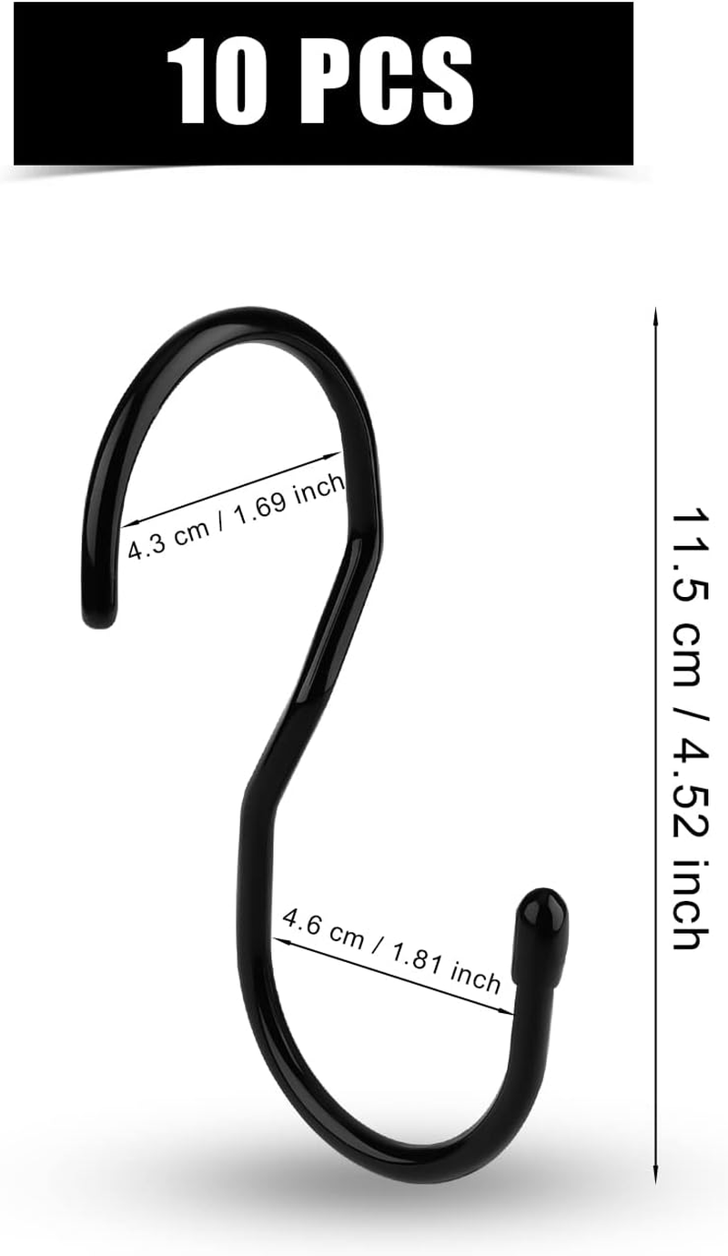 SAVITA 10Pcs S Hooks Heavy Duty S-Shaped Hooks Handbags for Closet Living Room Kitchen Bathroom Metal Hooks for Hanging Clothes Jeans Hats Belts Plants (Black) image number 1