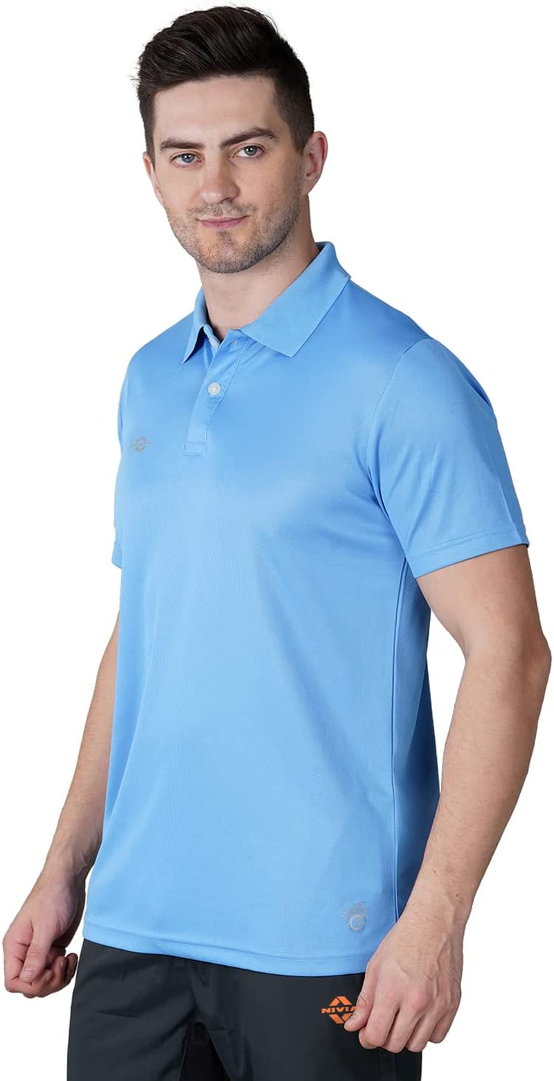 Nivia 2350-8 Polyester Polo T-Shirt (Sky Blue, S) | Light Weight | Comfortable | Stylish | Gym and Sports Wear image number 6