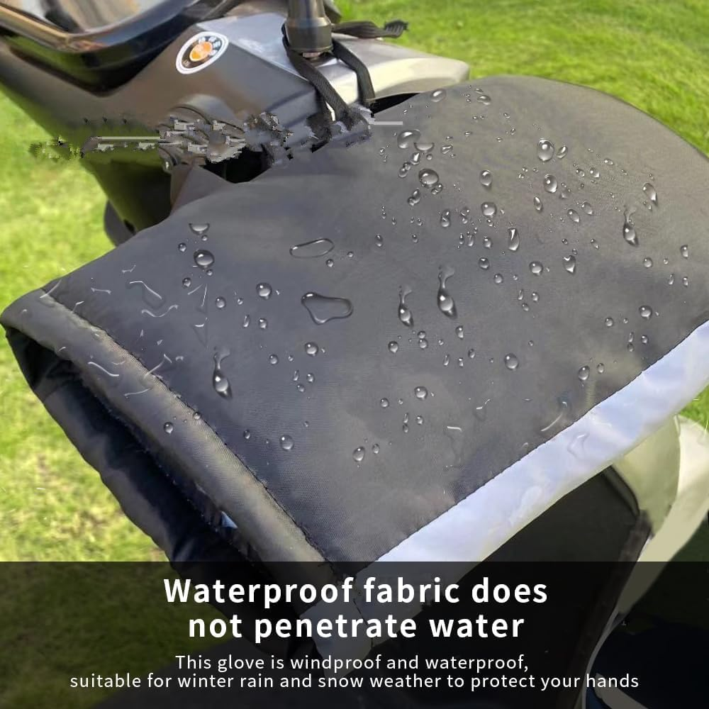 B-Qtech Winter Scooter Gloves, Motorcycle Hand Warmers, Winter Thickened Plush Handlebar Cover, Waterproof & Windproof Warm Gloves with Reflective Stripes image number 3