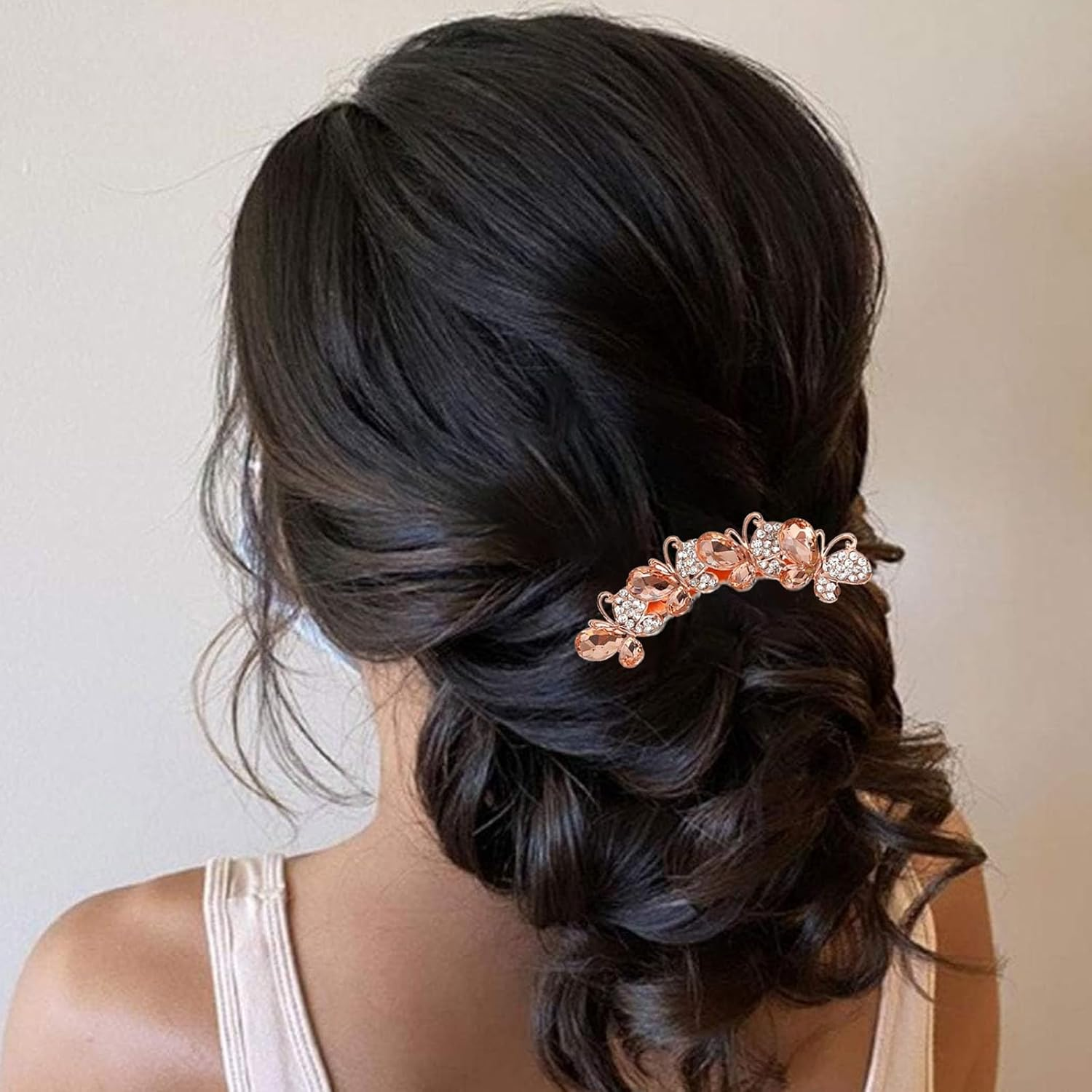 DHWEKU Rhinestone Hair Comb Hair Accessories Comb 3 Pieces Butterflies and Flowers Hair Comb with Rhinestones, 3 Colours Bridal Hair Accessories Hair Side Comb for Women and Girls image number 1